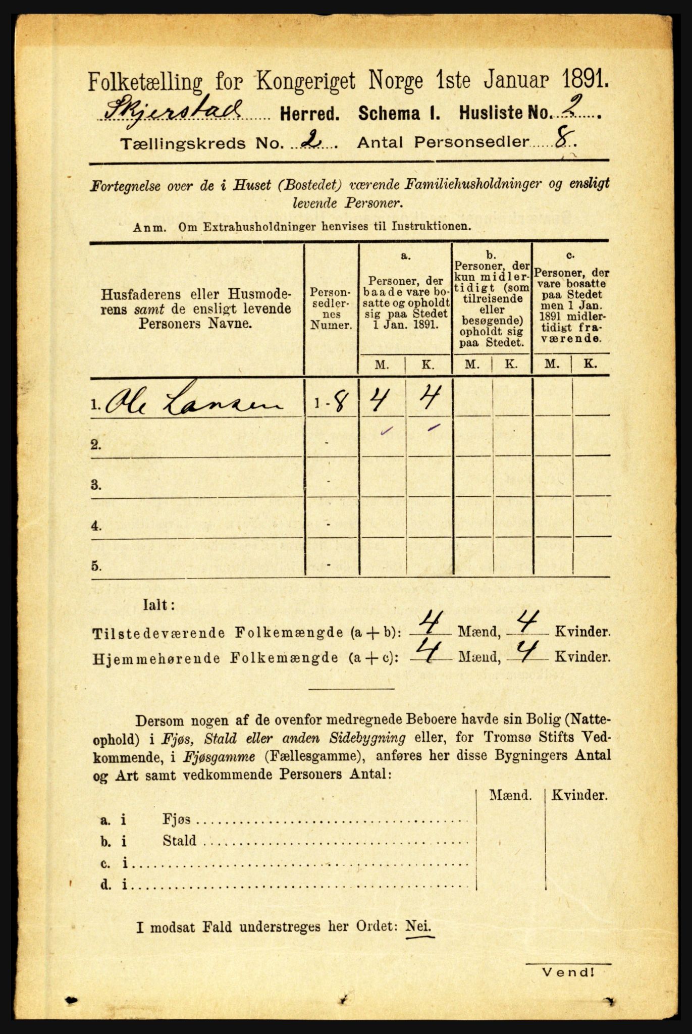 RA, 1891 census for 1842 Skjerstad, 1891, p. 297