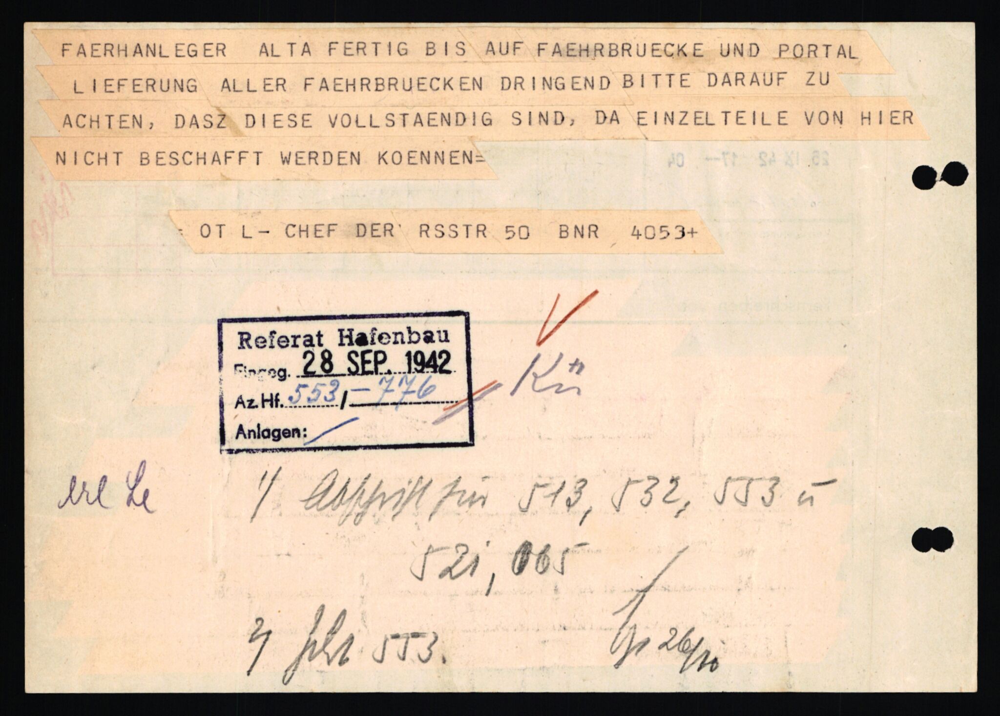 Tyske arkiver, Organisation Todt (OT), Einsatzgruppe Wiking, AV/RA-RAFA-2188/1/E/E2/E2d/L0023: Fähren und Anlegen, 1942-1944, p. 171