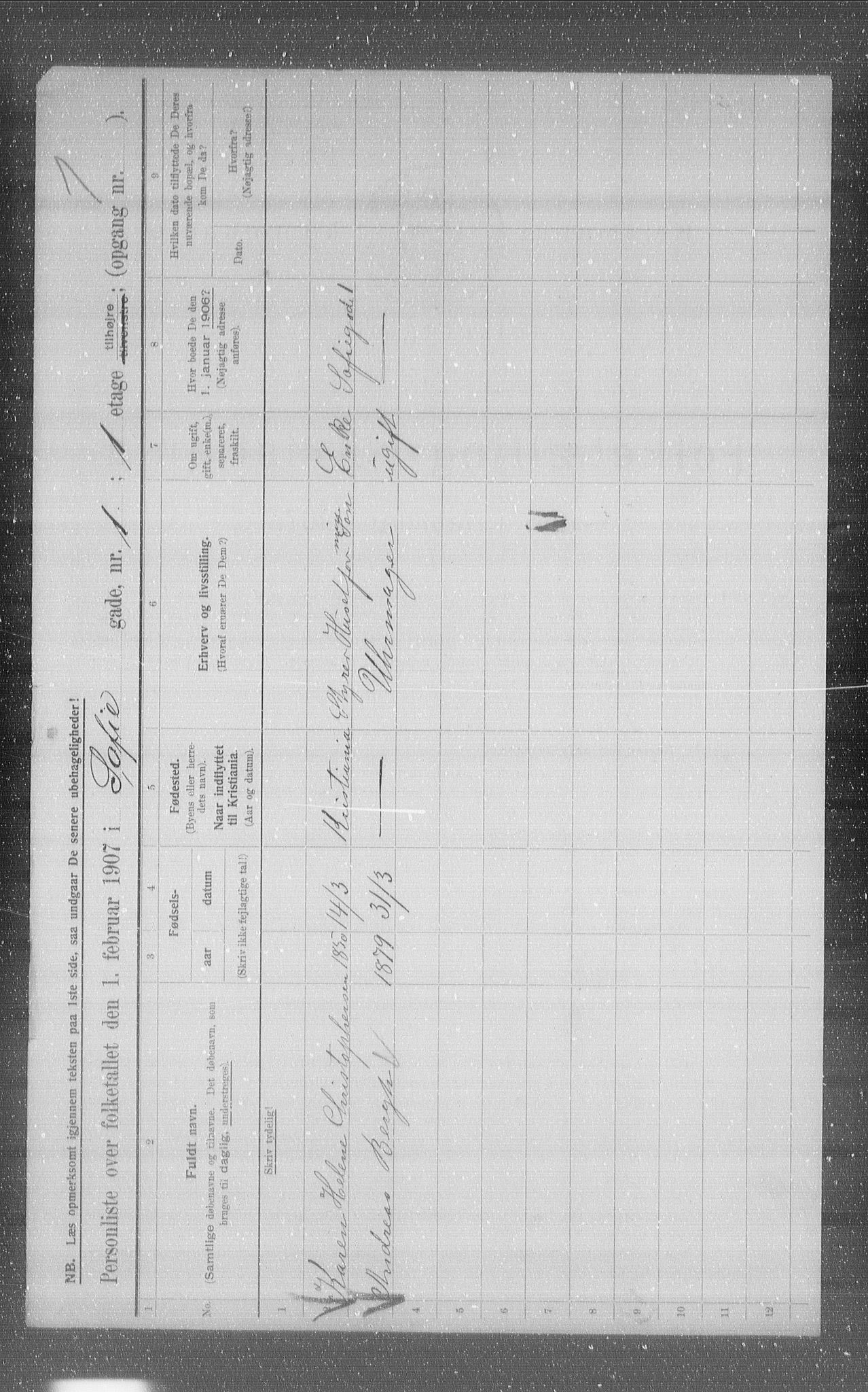 OBA, Municipal Census 1907 for Kristiania, 1907, p. 50365