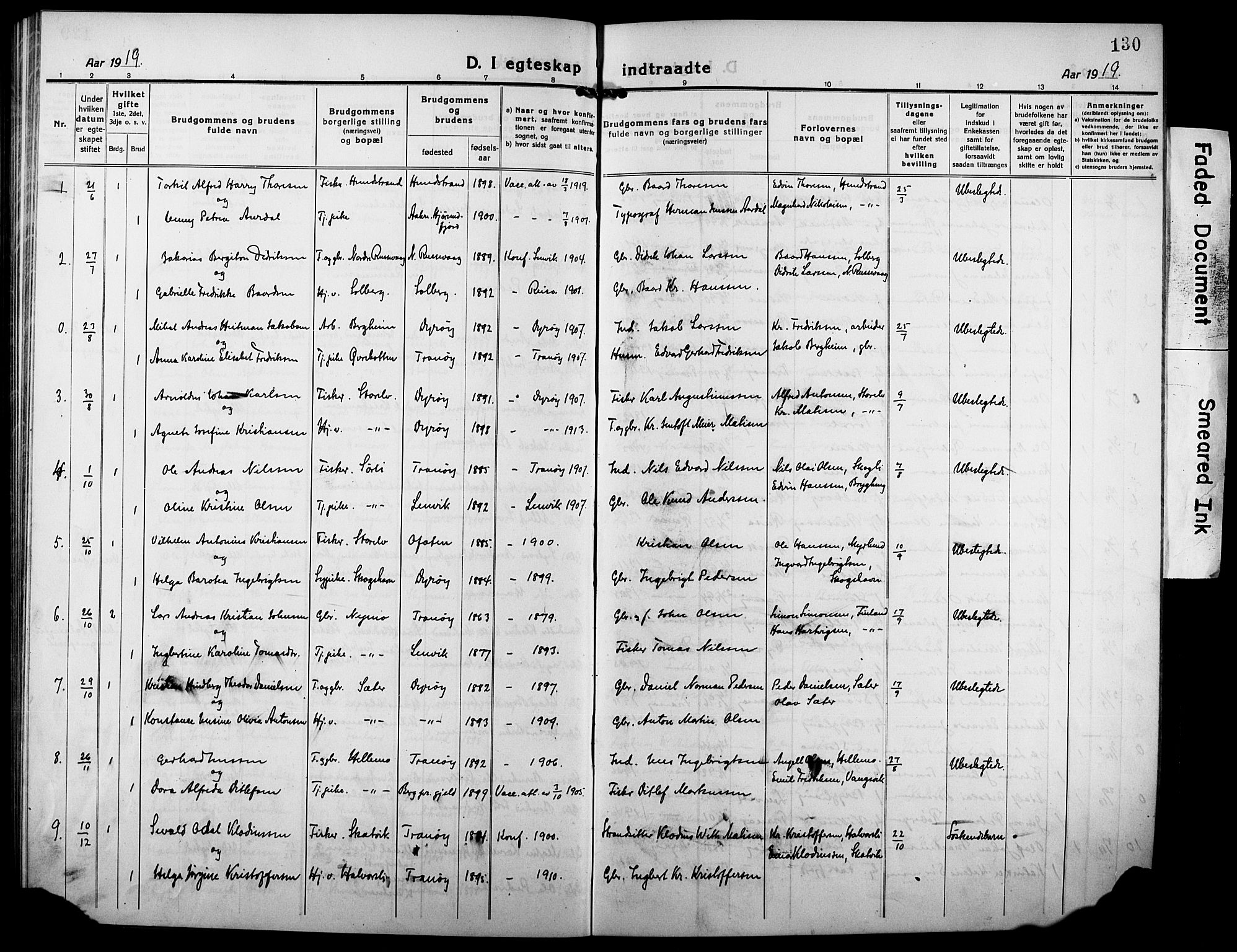 Tranøy sokneprestkontor, SATØ/S-1313/I/Ia/Iab/L0006klokker: Parish register (copy) no. 6, 1919-1932, p. 130