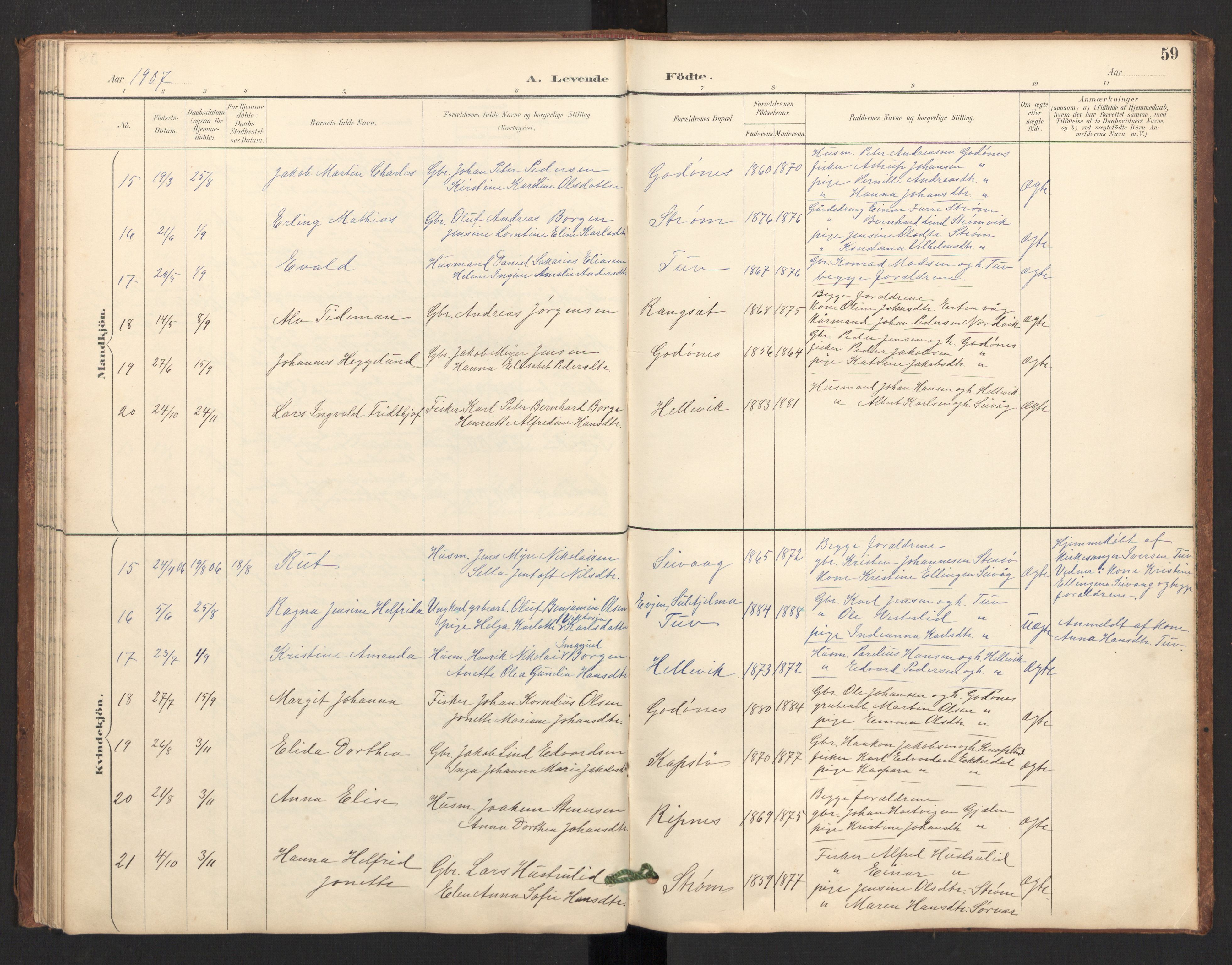 Ministerialprotokoller, klokkerbøker og fødselsregistre - Nordland, AV/SAT-A-1459/804/L0087: Parish register (official) no. 804A08, 1894-1907, p. 59