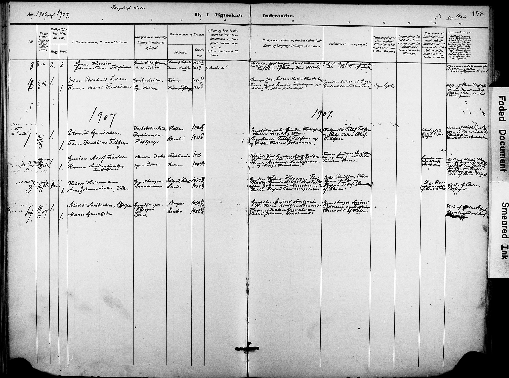 Holla kirkebøker, SAKO/A-272/F/Fa/L0010: Parish register (official) no. 10, 1897-1907, p. 178