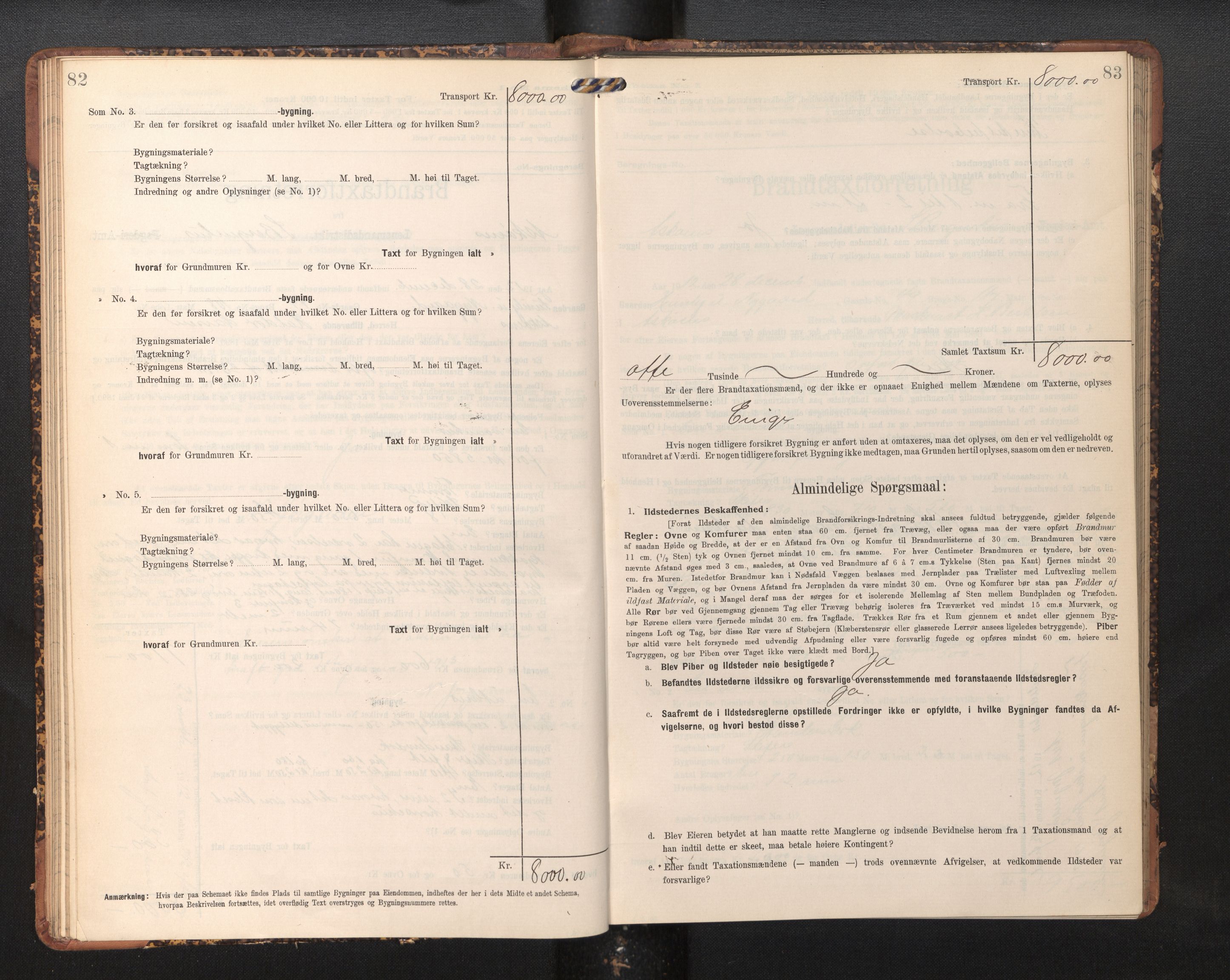 Lensmannen i Askøy, AV/SAB-A-31001/0012/L0006: Branntakstprotokoll, skjematakst, Laksevåg, 1907-1917, p. 82-83