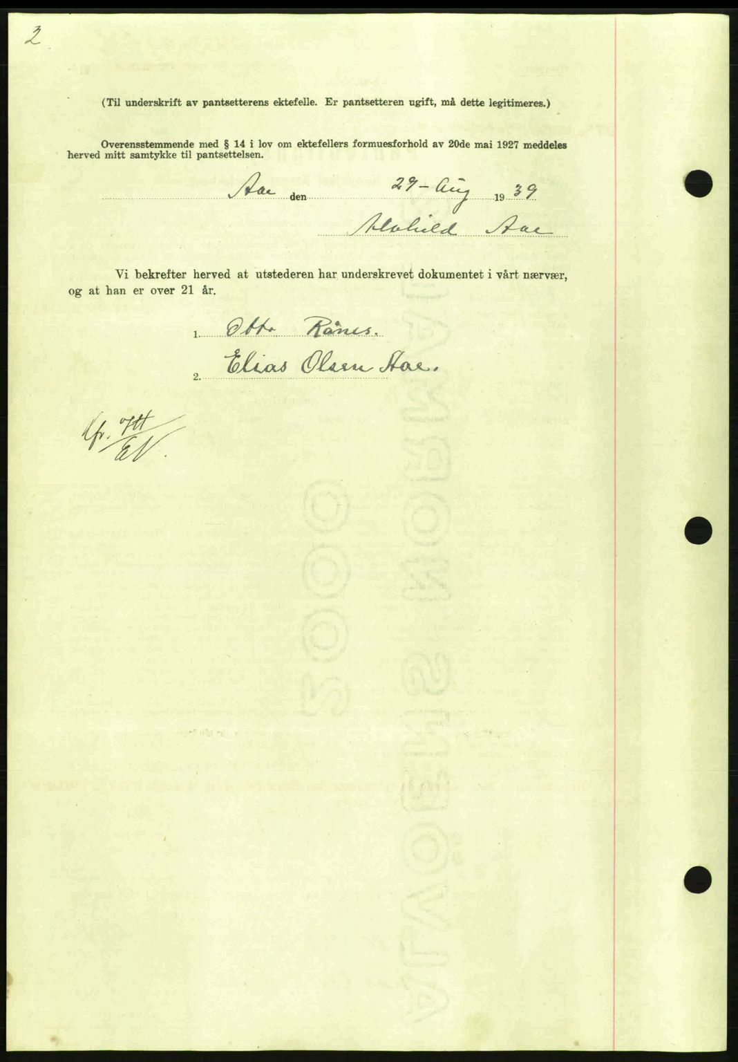 Nordmøre sorenskriveri, AV/SAT-A-4132/1/2/2Ca: Mortgage book no. B86, 1939-1940, Diary no: : 2442/1939