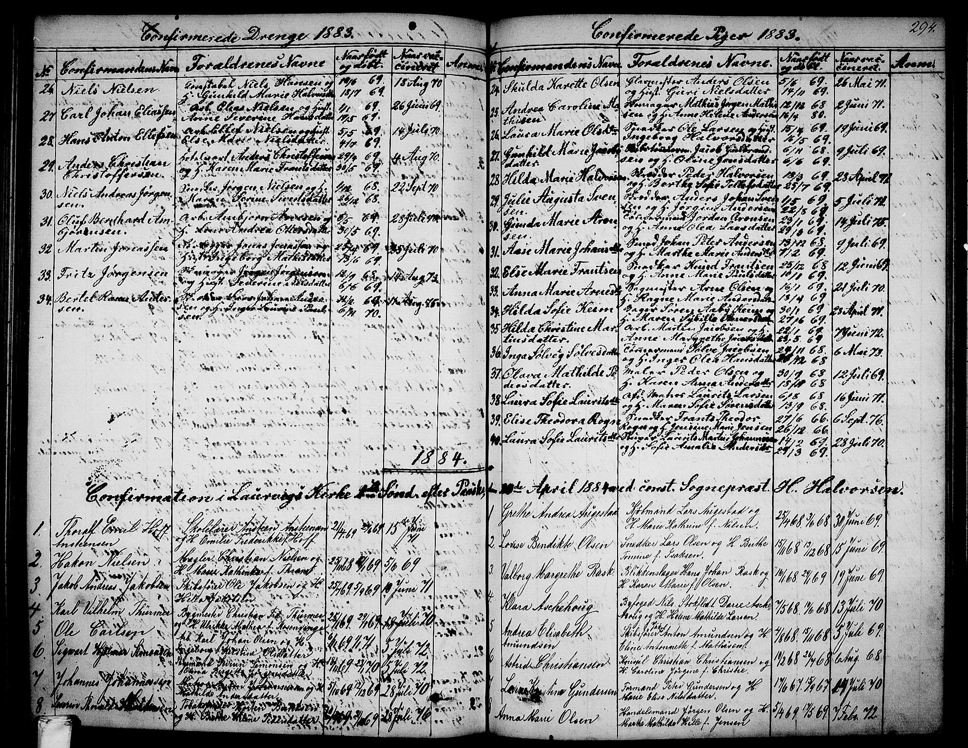 Larvik kirkebøker, AV/SAKO-A-352/G/Ga/L0004: Parish register (copy) no. I 4, 1871-1888, p. 294