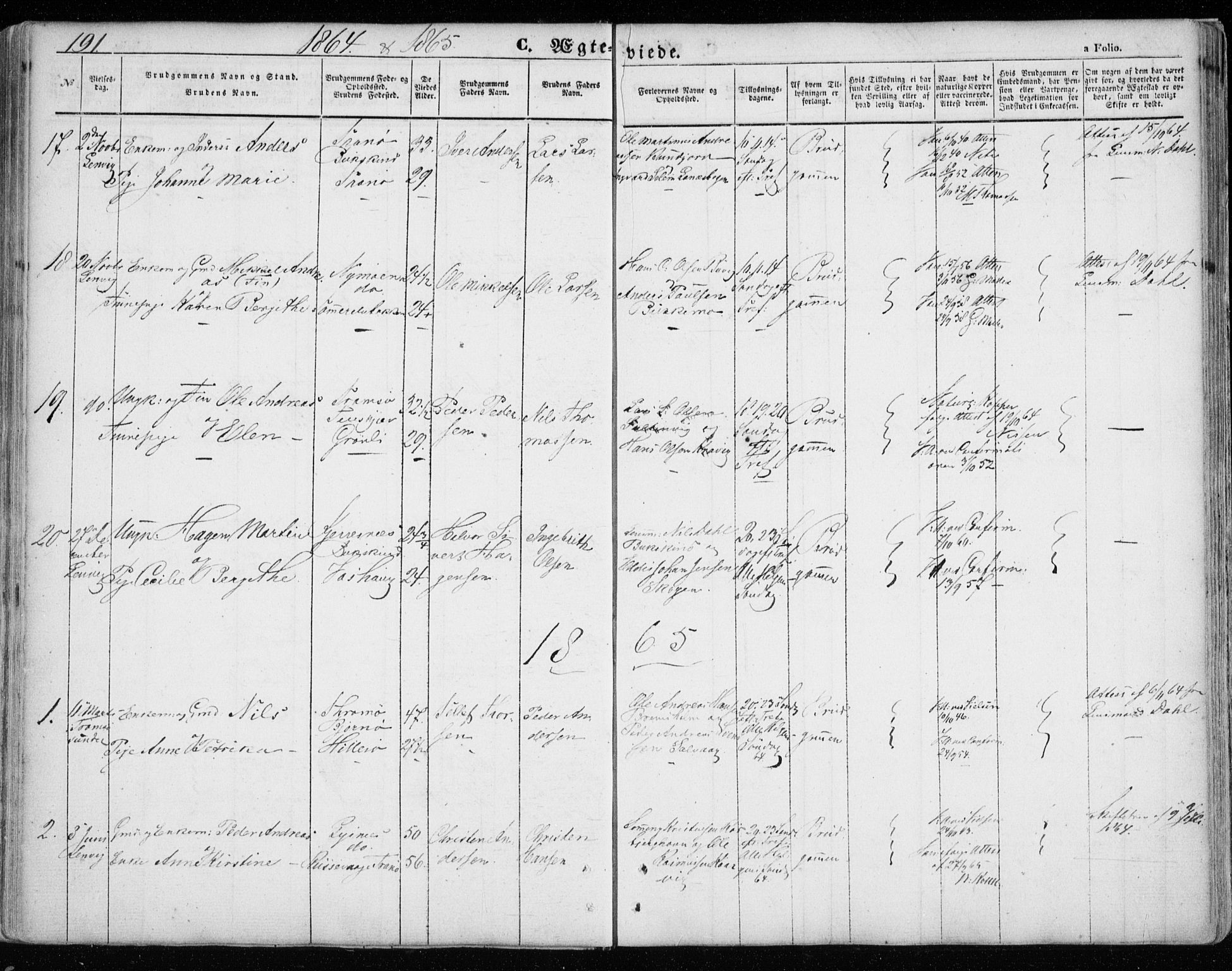 Lenvik sokneprestembete, SATØ/S-1310/H/Ha/Haa/L0007kirke: Parish register (official) no. 7, 1855-1865, p. 191
