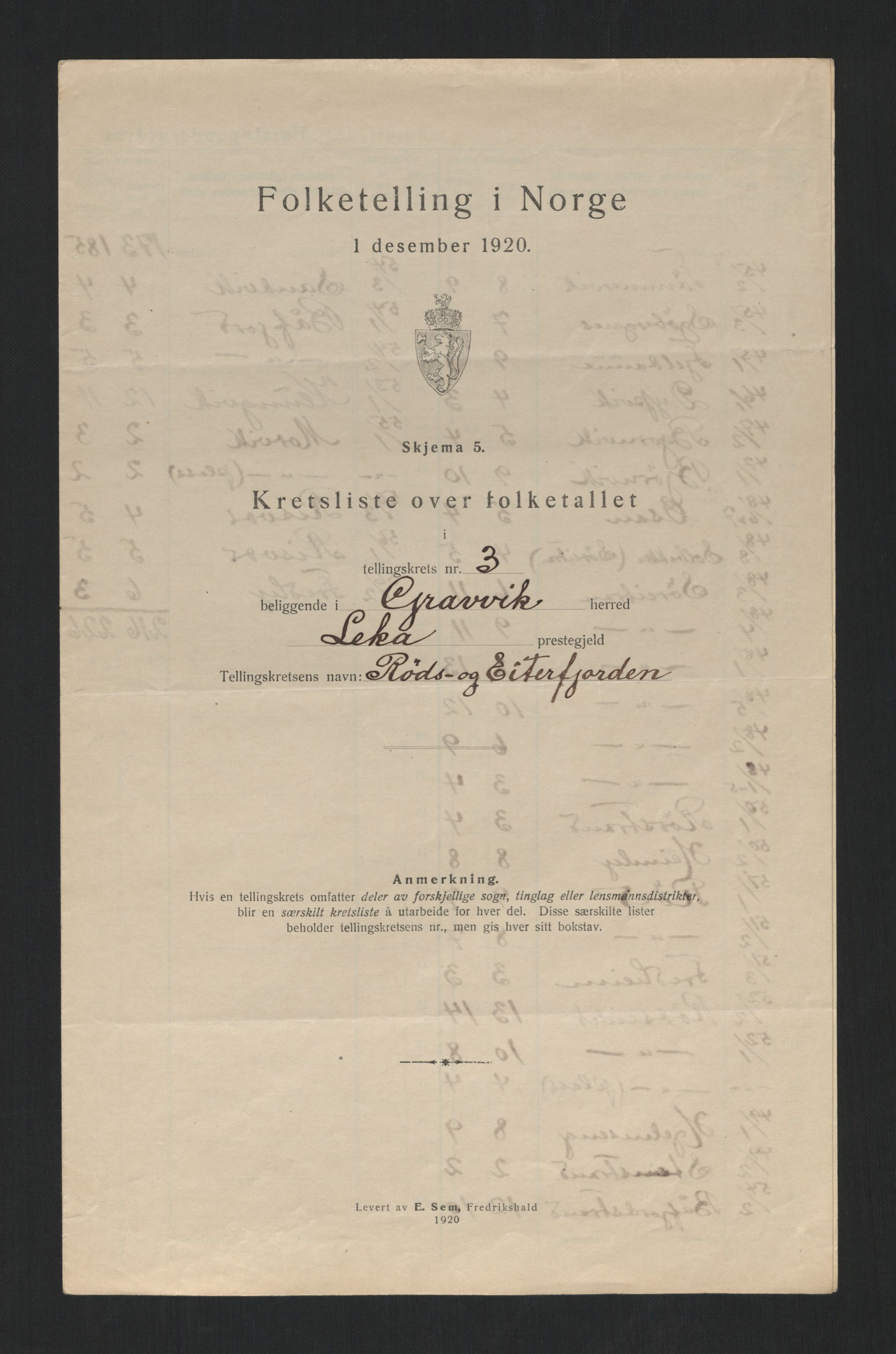 SAT, 1920 census for Gravvik, 1920, p. 13