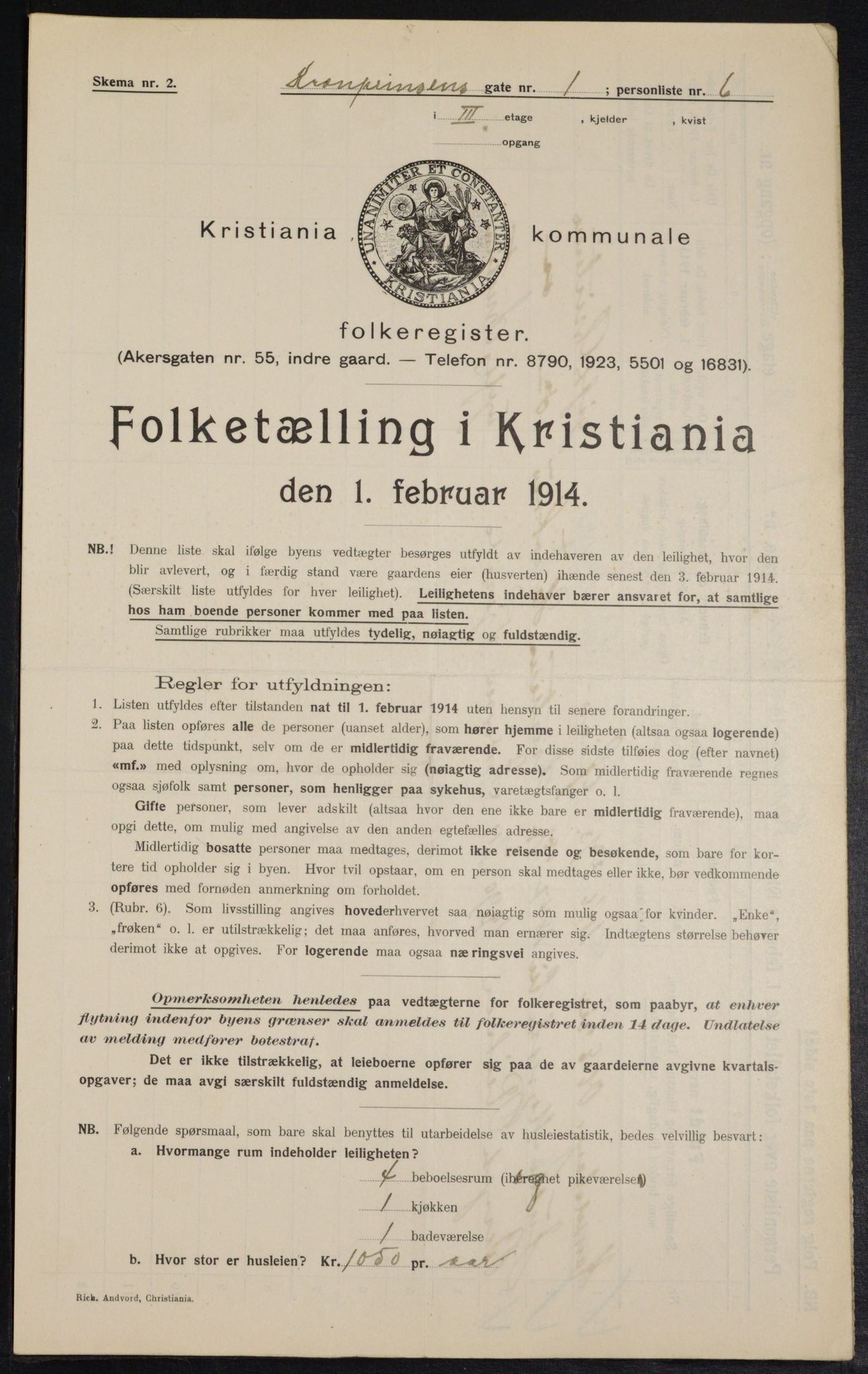 OBA, Municipal Census 1914 for Kristiania, 1914, p. 54404