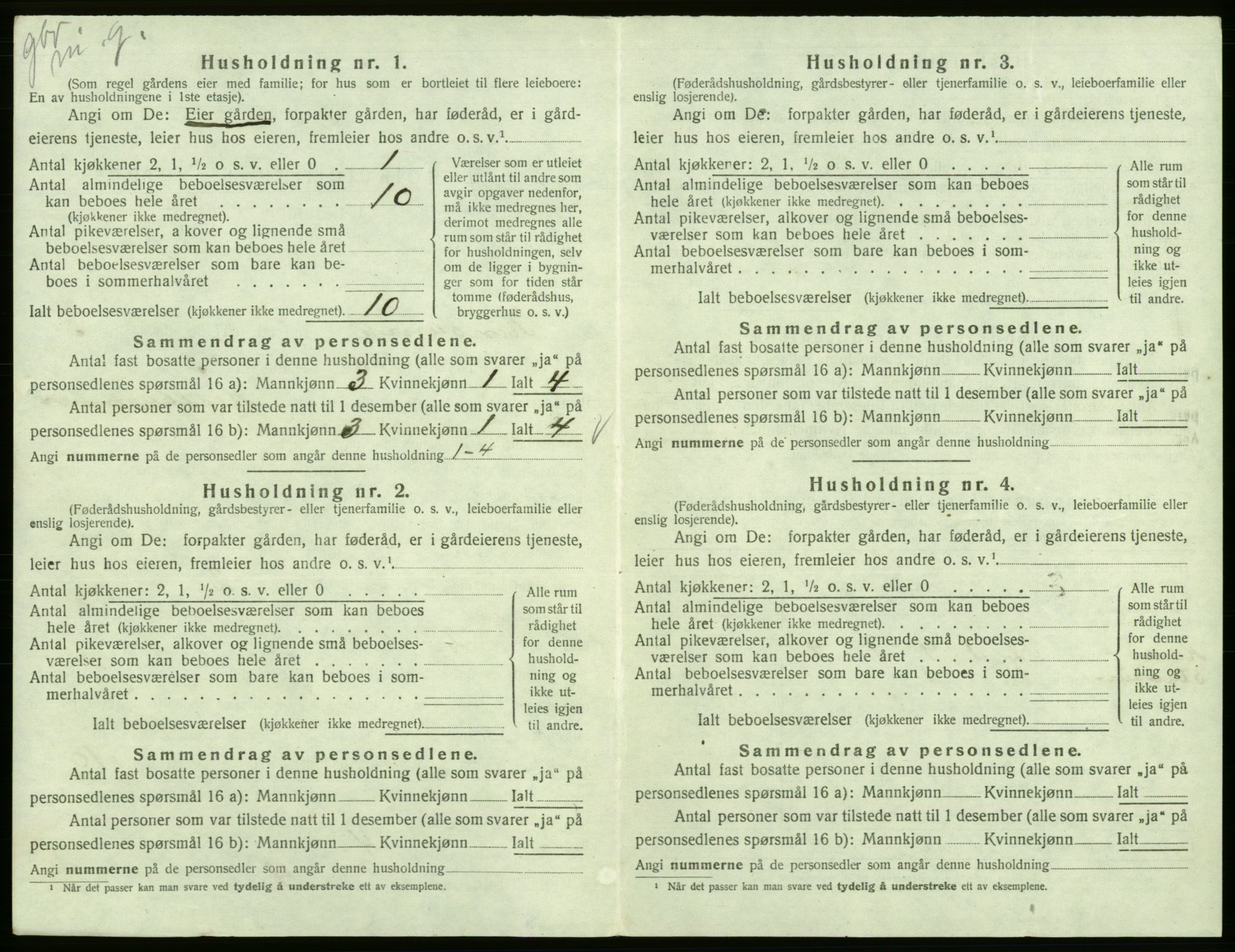 SAB, 1920 census for Kinsarvik, 1920, p. 228