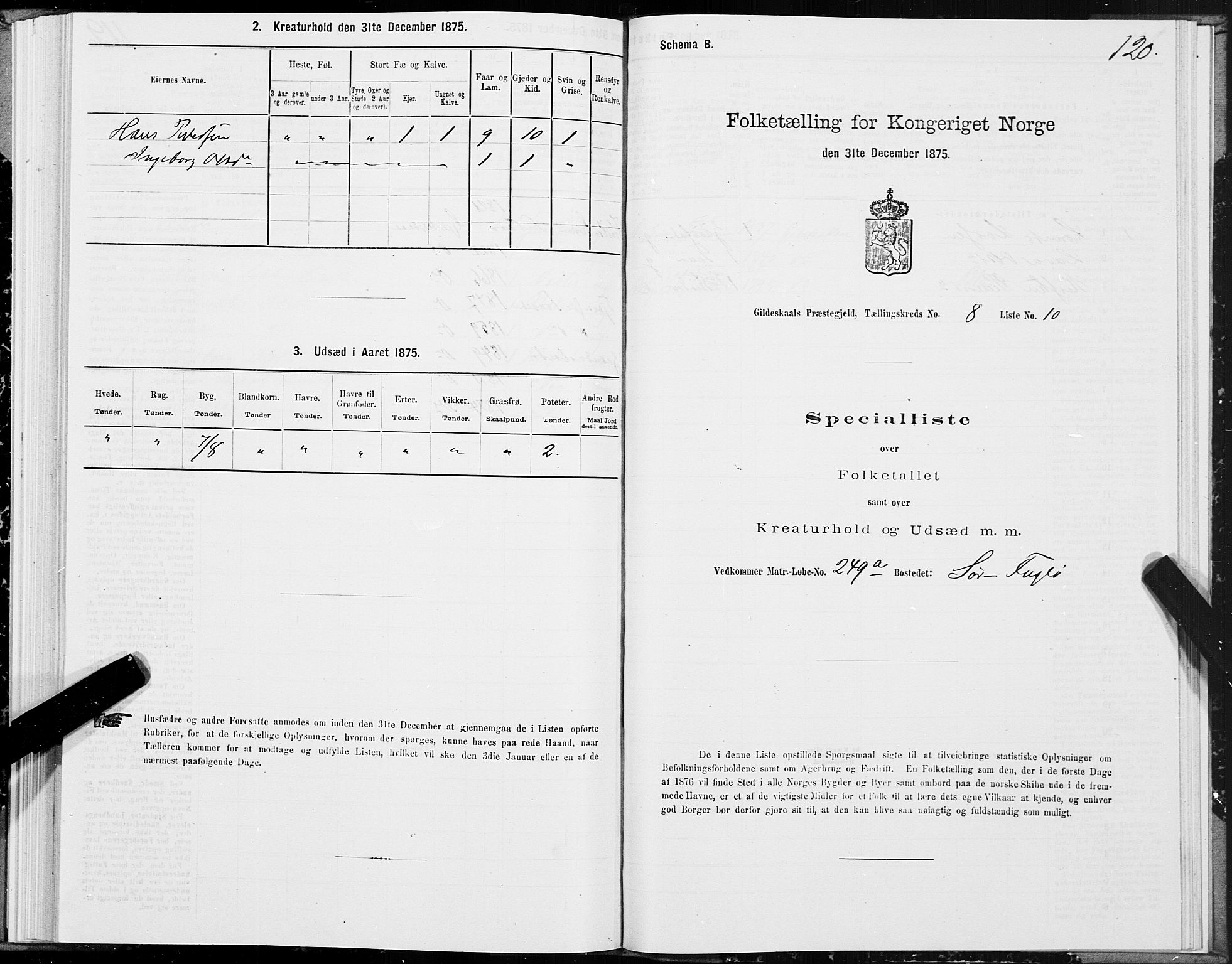 SAT, 1875 census for 1838P Gildeskål, 1875, p. 4120