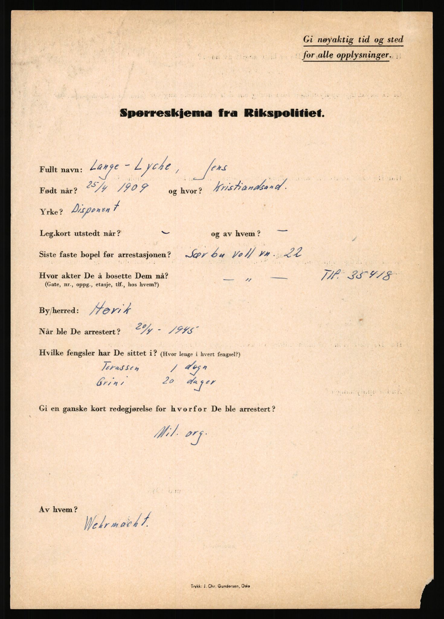 Rikspolitisjefen, AV/RA-S-1560/L/L0011: Lucassen, Oscar Fredrik - Moen, Olav, 1940-1945, p. 209