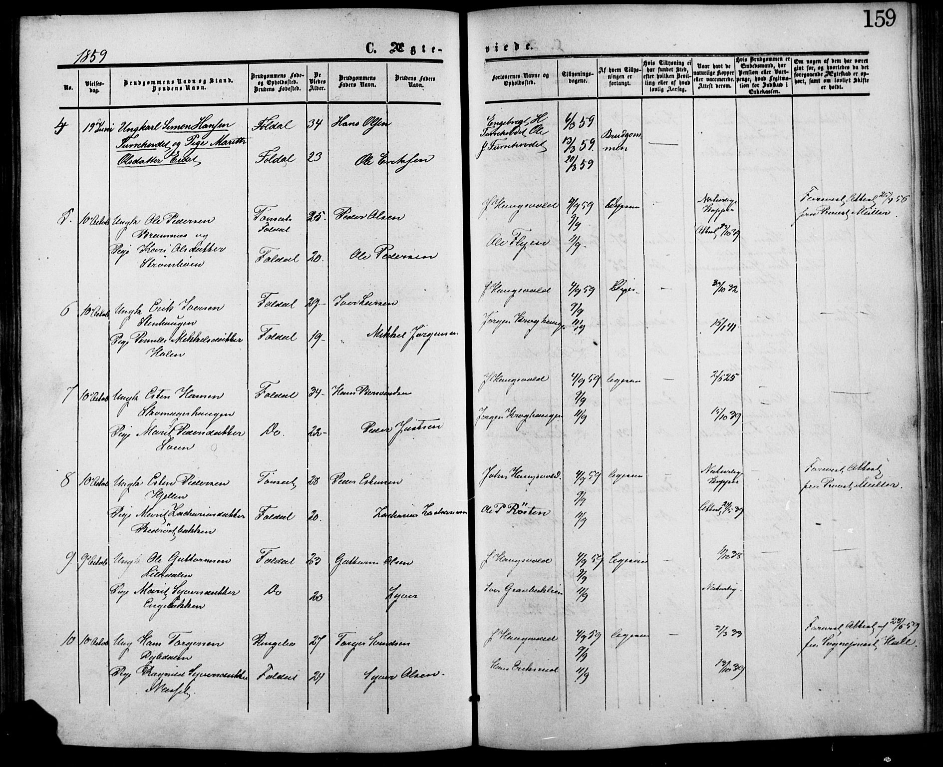 Lesja prestekontor, SAH/PREST-068/H/Ha/Haa/L0007: Parish register (official) no. 7, 1854-1862, p. 159