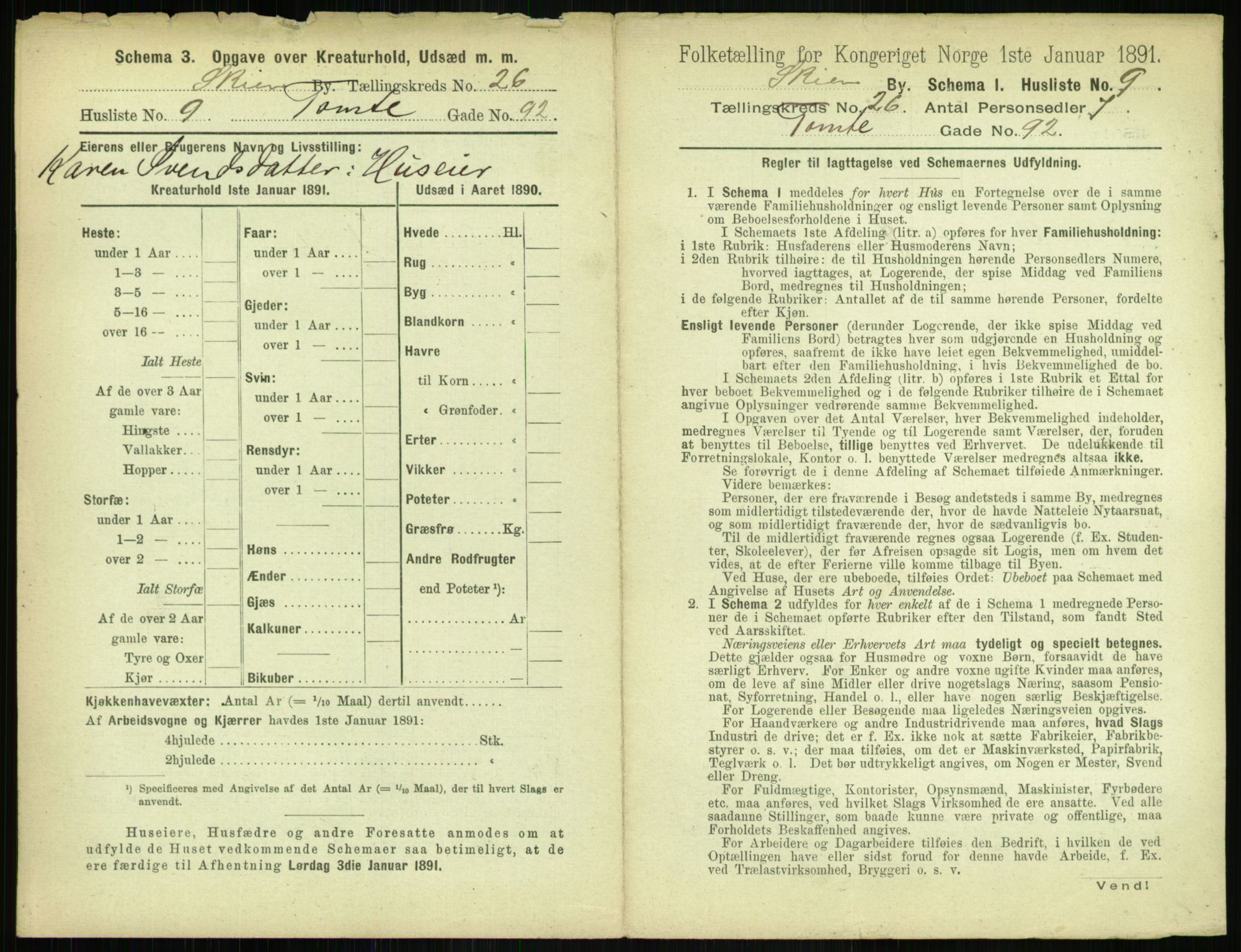 RA, 1891 census for 0806 Skien, 1891, p. 992