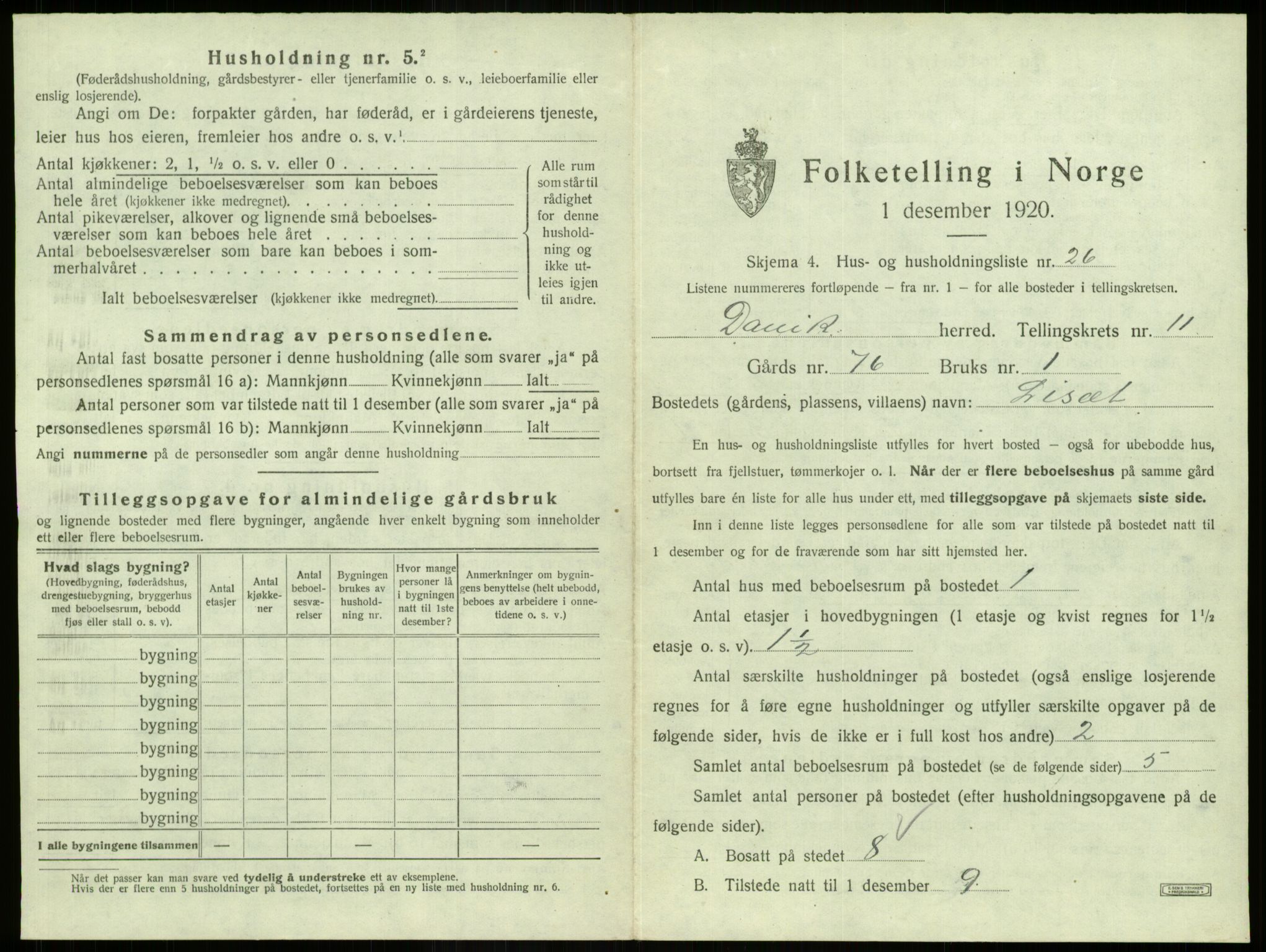 SAB, 1920 census for Davik, 1920, p. 782