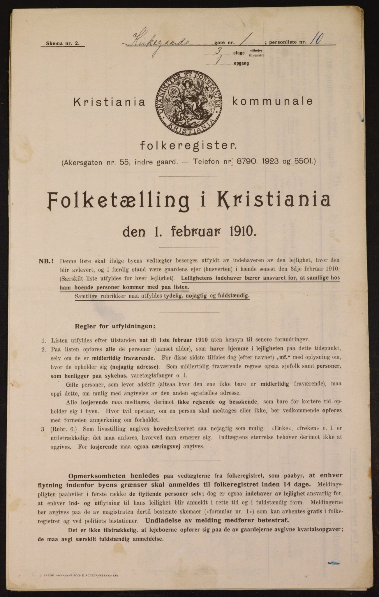 OBA, Municipal Census 1910 for Kristiania, 1910, p. 48507