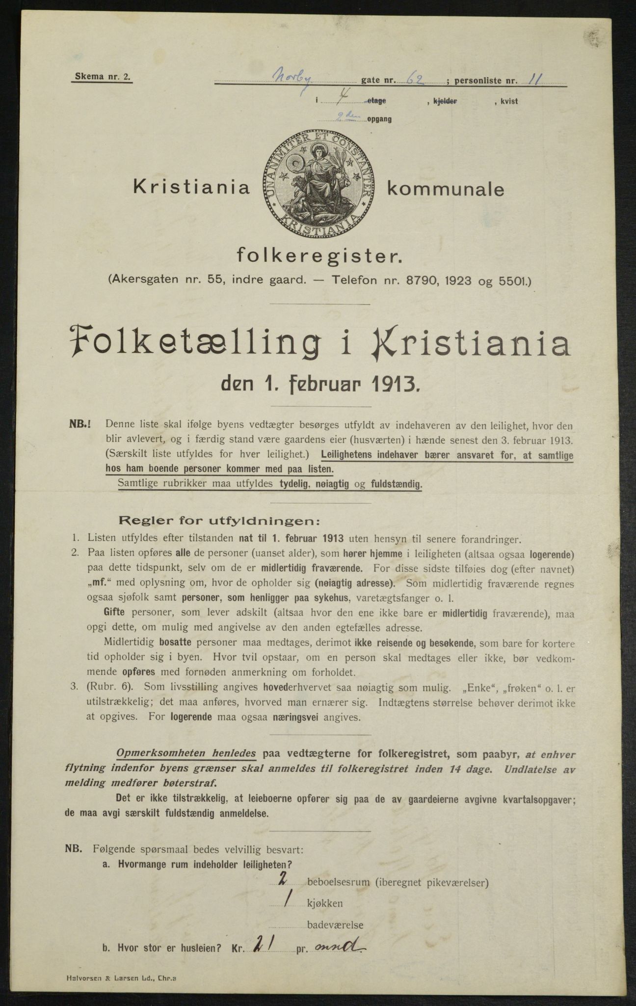 OBA, Municipal Census 1913 for Kristiania, 1913, p. 72190