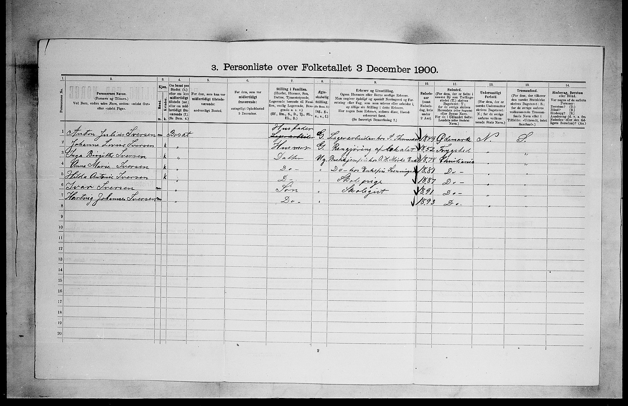 SAO, 1900 census for Kristiania, 1900, p. 1550