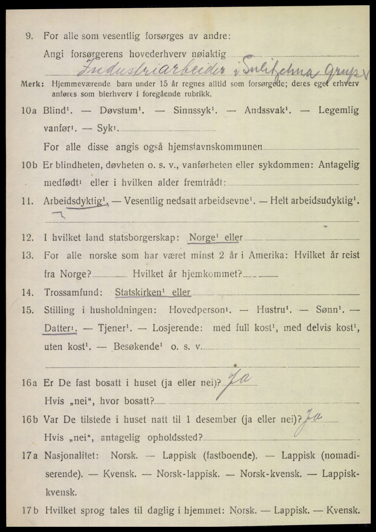 SAT, 1920 census for Fauske, 1920, p. 10471