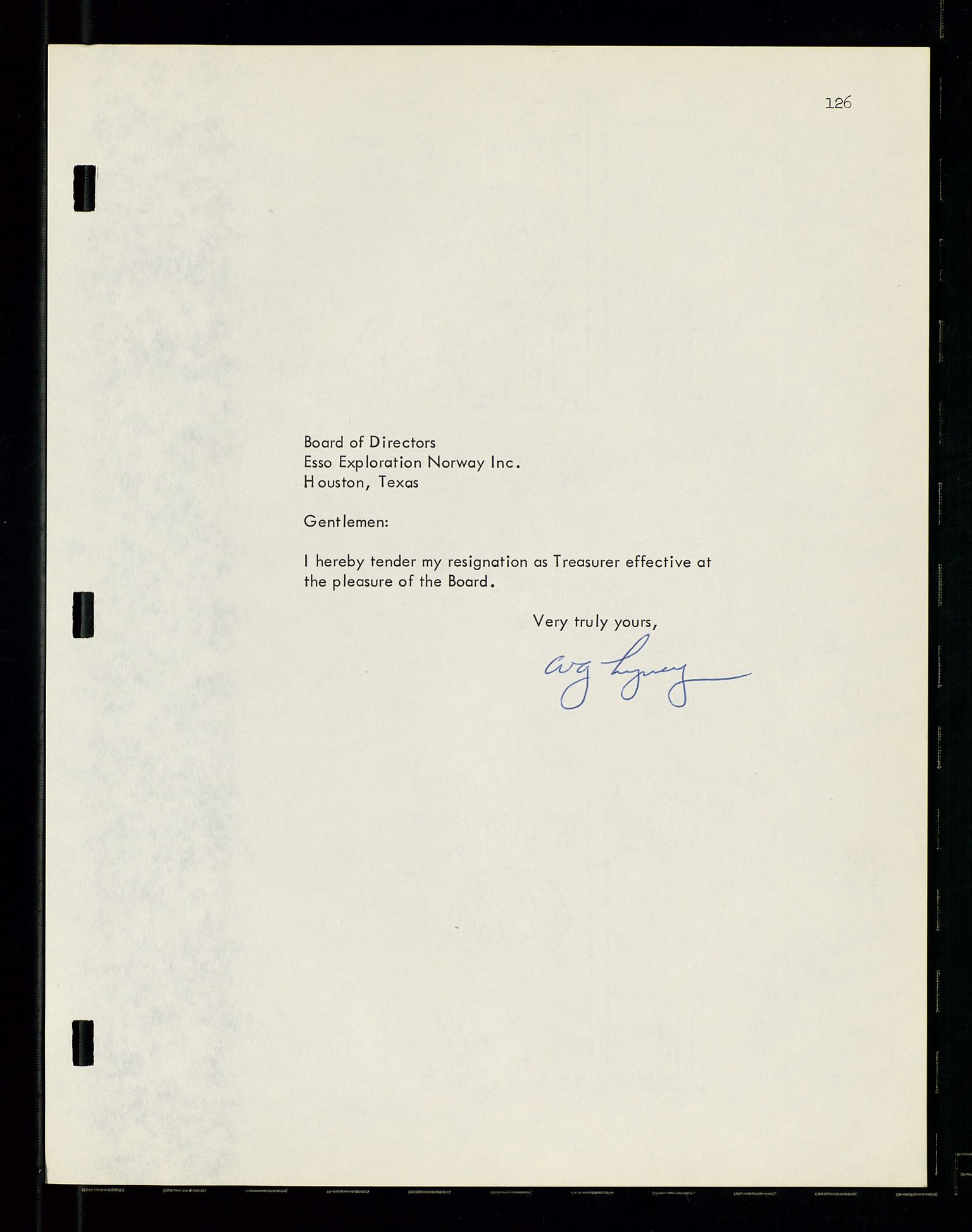 Pa 1512 - Esso Exploration and Production Norway Inc., SAST/A-101917/A/Aa/L0001/0001: Styredokumenter / Corporate records, By-Laws, Board meeting minutes, Incorporations, 1965-1975, p. 126