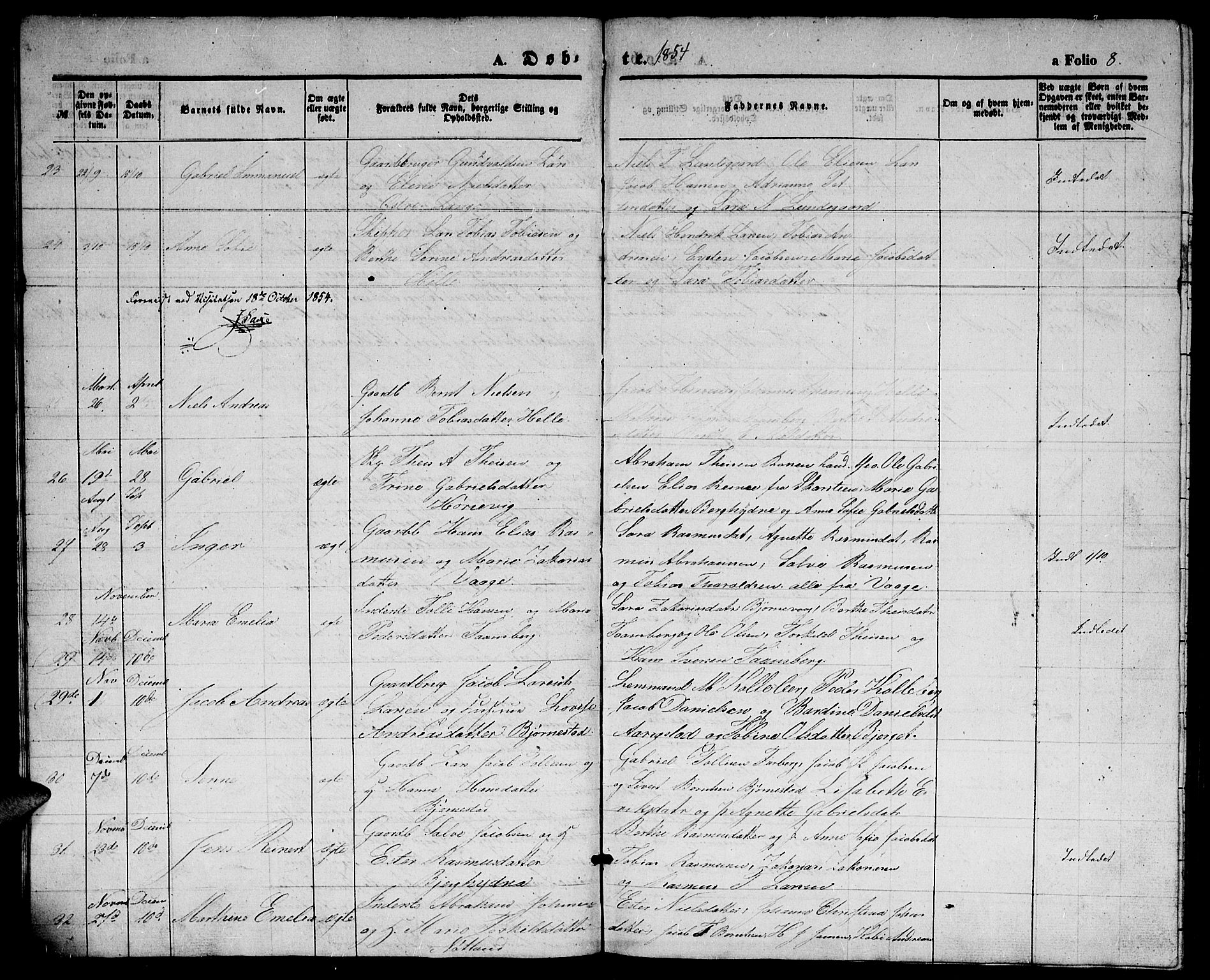 Herad sokneprestkontor, SAK/1111-0018/F/Fb/Fbb/L0002: Parish register (copy) no. B 2, 1853-1871, p. 8