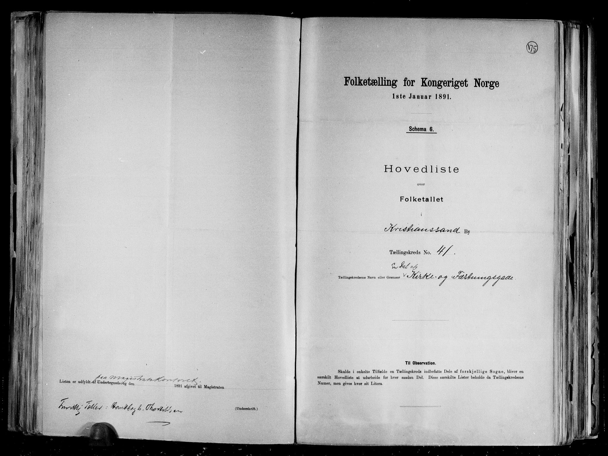 RA, 1891 census for 1001 Kristiansand, 1891, p. 85