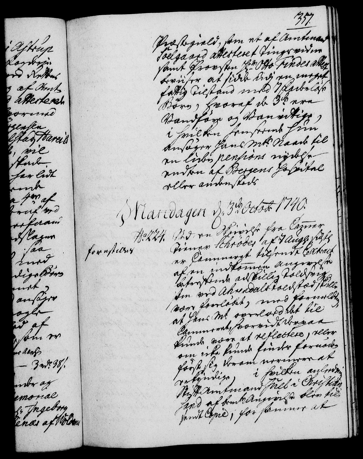 Rentekammeret, Kammerkanselliet, RA/EA-3111/G/Gh/Gha/L0022: Norsk ekstraktmemorialprotokoll (merket RK 53.67), 1739-1741, p. 357