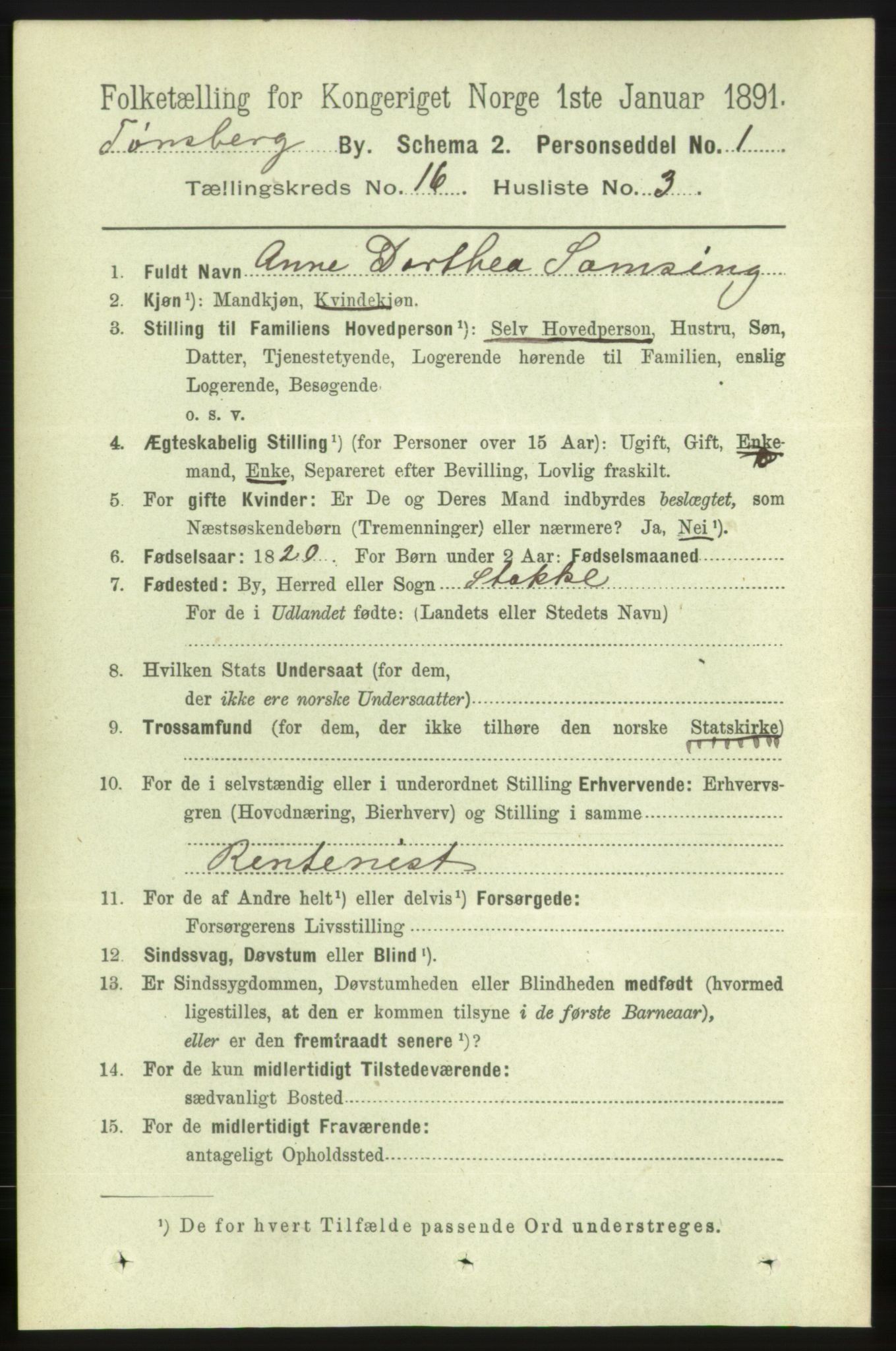 RA, 1891 census for 0705 Tønsberg, 1891, p. 4799