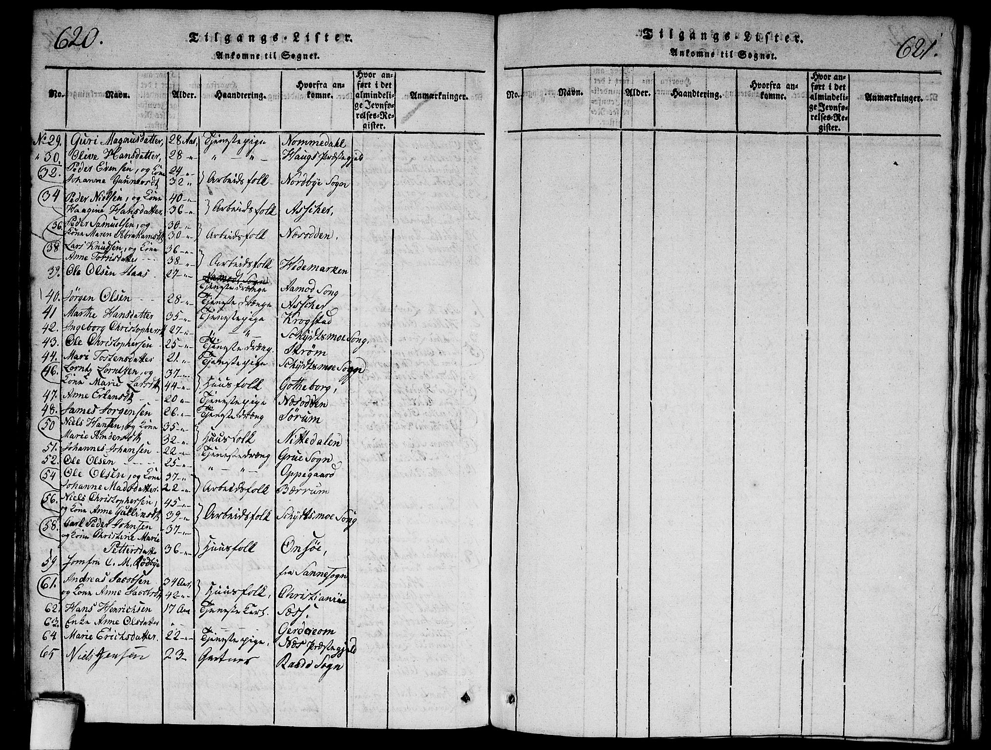 Aker prestekontor kirkebøker, SAO/A-10861/G/L0002: Parish register (copy) no. 2, 1815-1819, p. 620-621