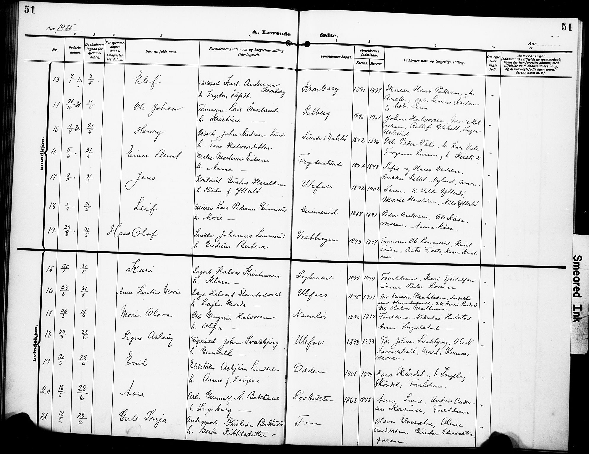 Holla kirkebøker, AV/SAKO-A-272/G/Ga/L0006: Parish register (copy) no. I 6, 1917-1928, p. 51