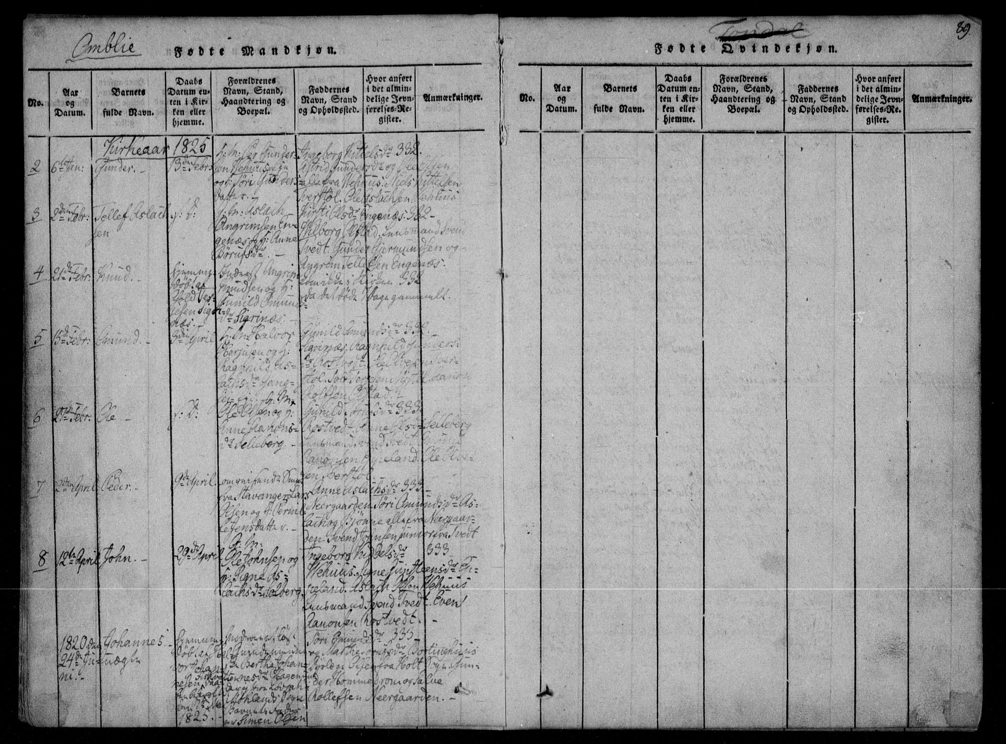 Åmli sokneprestkontor, AV/SAK-1111-0050/F/Fa/Fac/L0006: Parish register (official) no. A 6, 1816-1829, p. 89