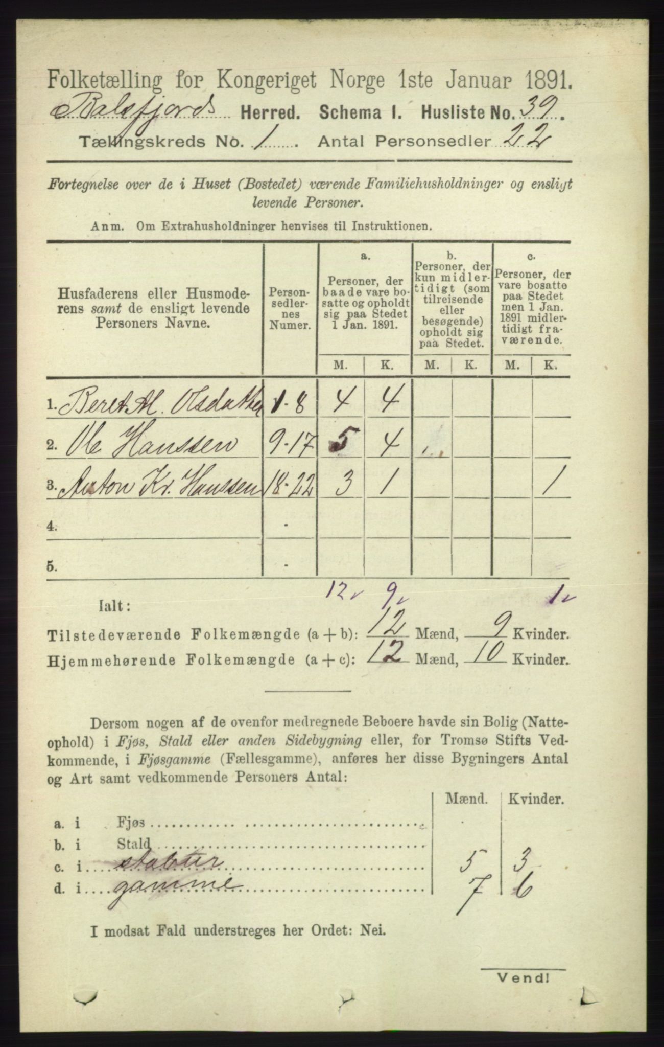 RA, 1891 census for 1933 Balsfjord, 1891, p. 63