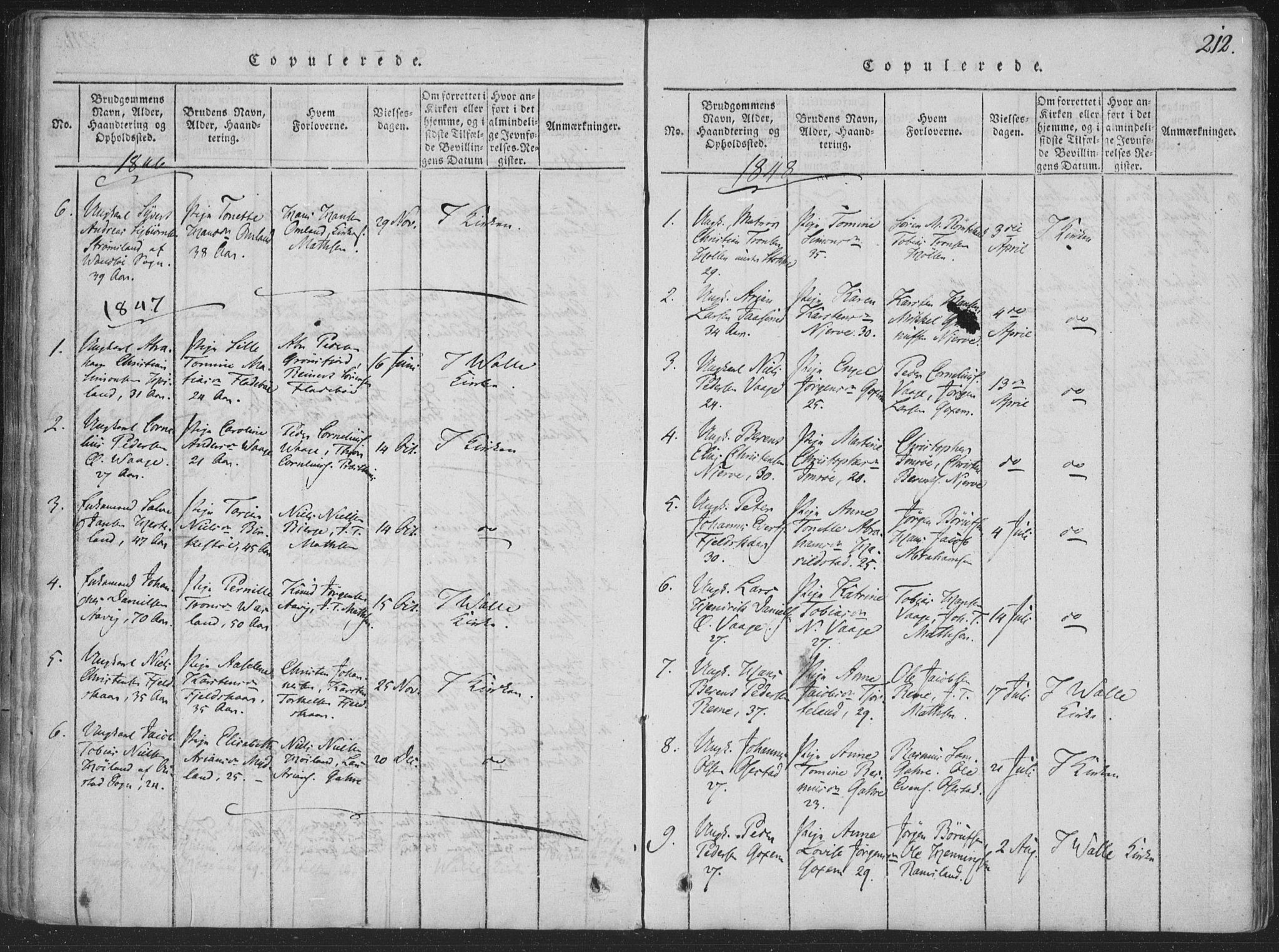 Sør-Audnedal sokneprestkontor, SAK/1111-0039/F/Fa/Faa/L0001: Parish register (official) no. A 1, 1816-1848, p. 212