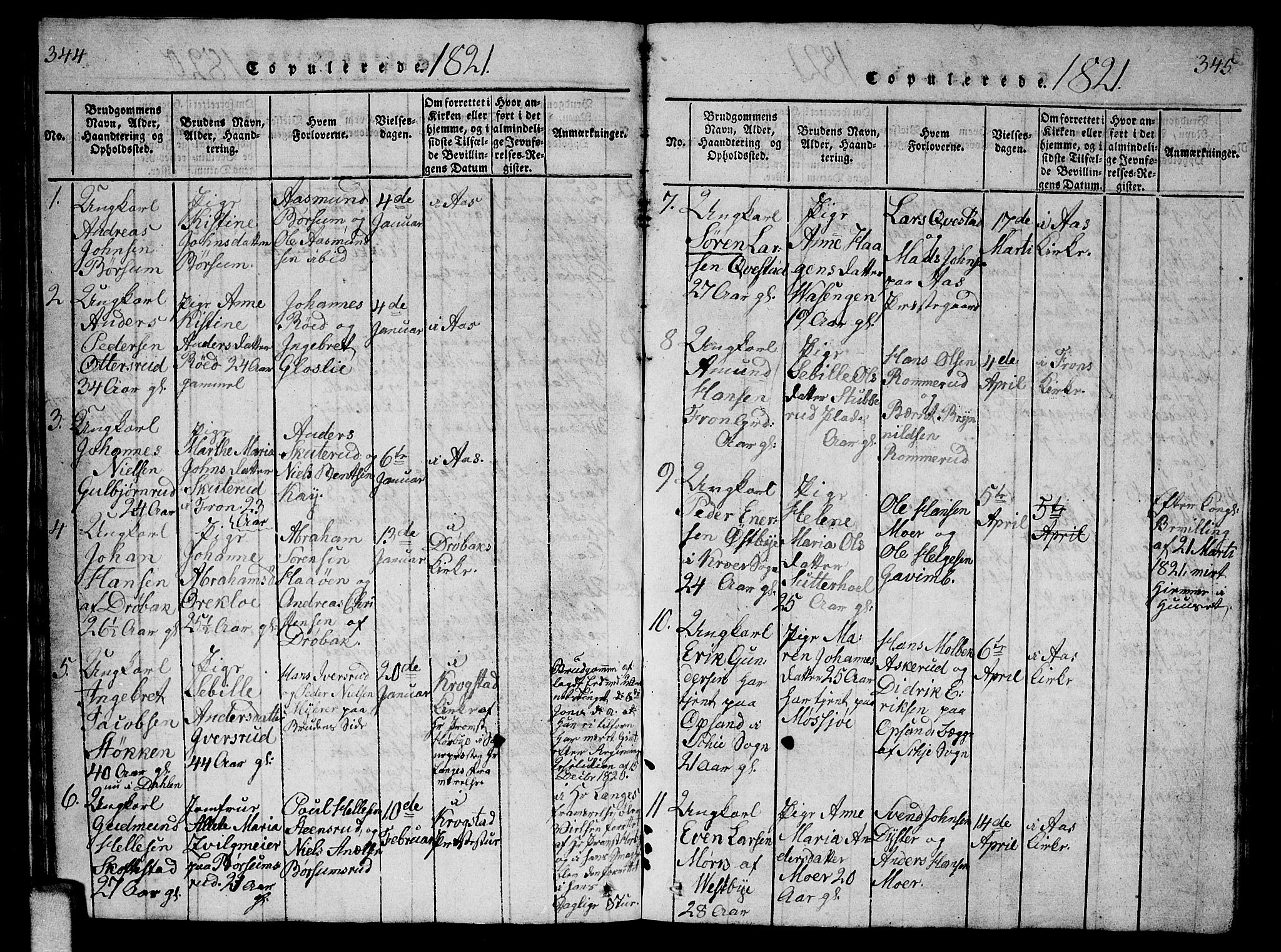 Ås prestekontor Kirkebøker, AV/SAO-A-10894/G/Ga/L0002: Parish register (copy) no. I 2, 1820-1836, p. 344-345