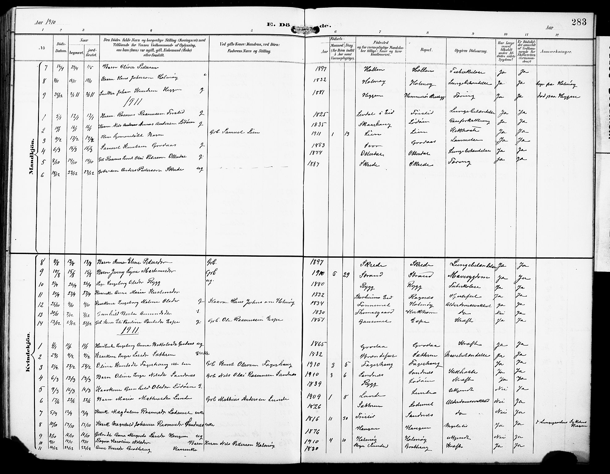 Hornindal sokneprestembete, SAB/A-82401/H/Hab: Parish register (copy) no. A 2, 1894-1927, p. 283