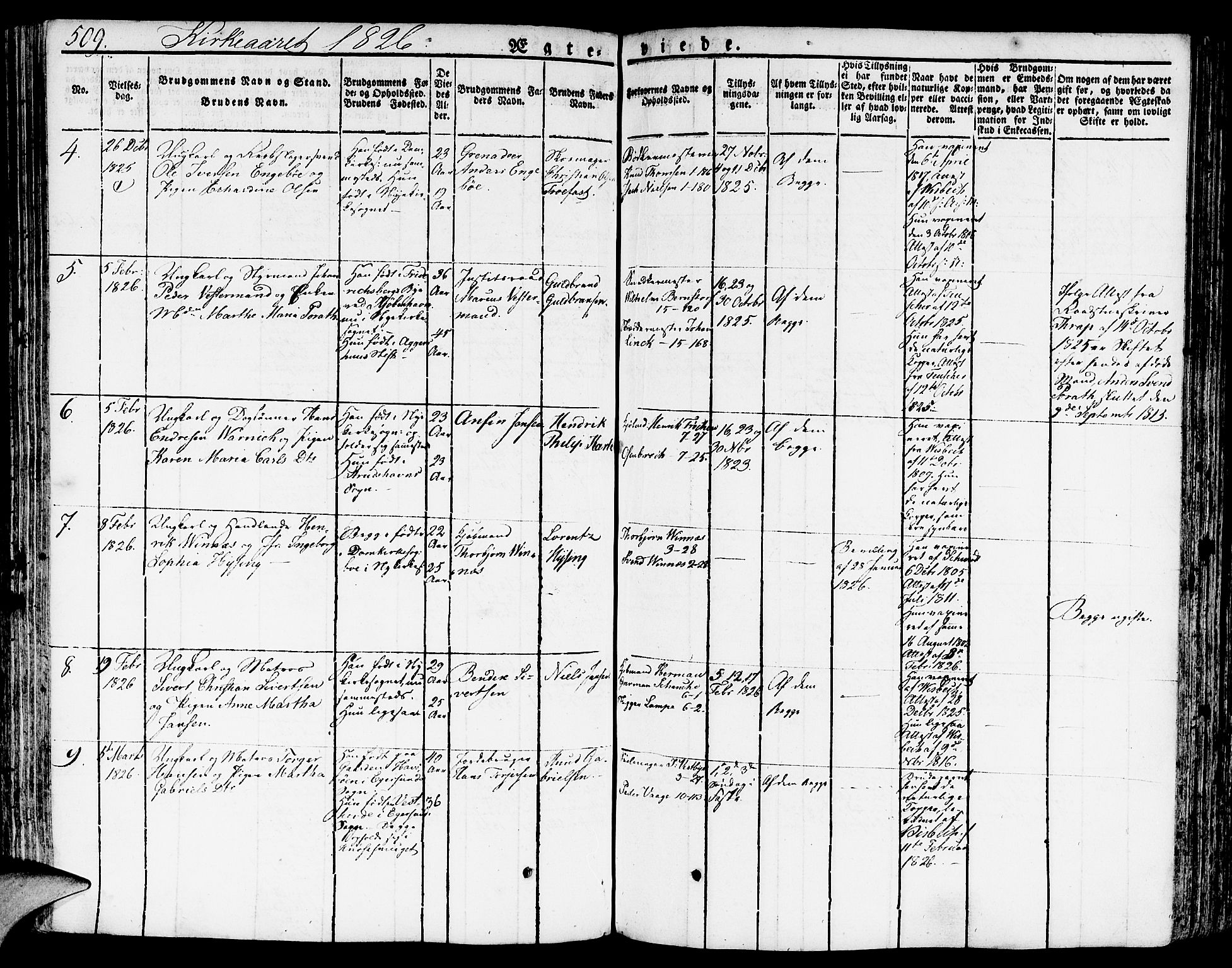 Nykirken Sokneprestembete, SAB/A-77101/H/Hab: Parish register (copy) no. A 5II, 1821-1843, p. 509