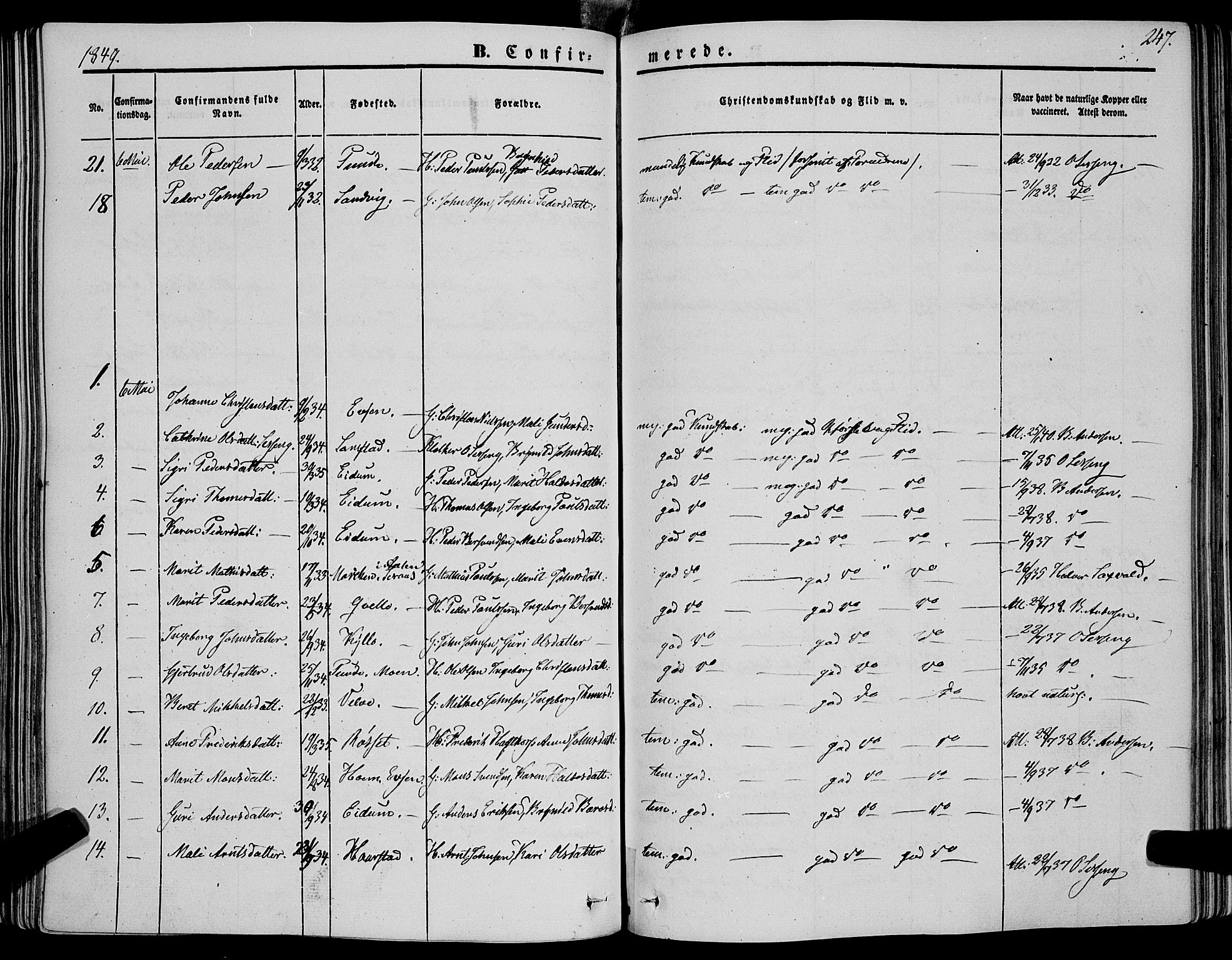 Ministerialprotokoller, klokkerbøker og fødselsregistre - Sør-Trøndelag, AV/SAT-A-1456/695/L1145: Parish register (official) no. 695A06 /1, 1843-1859, p. 247