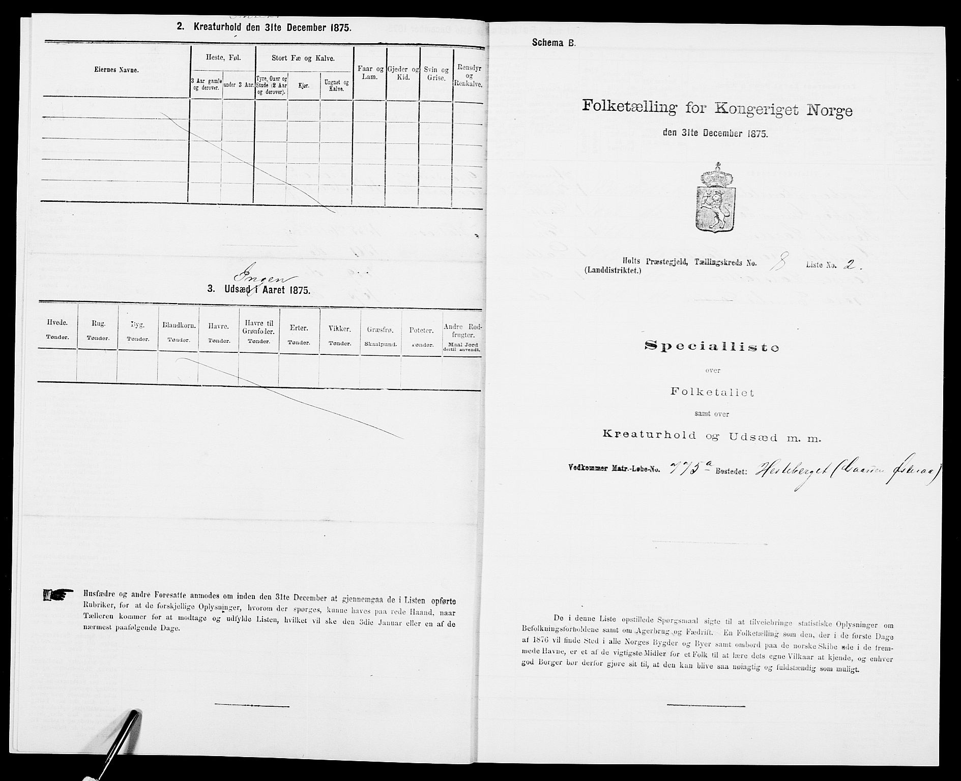 SAK, 1875 census for 0914L Holt/Holt, 1875, p. 962