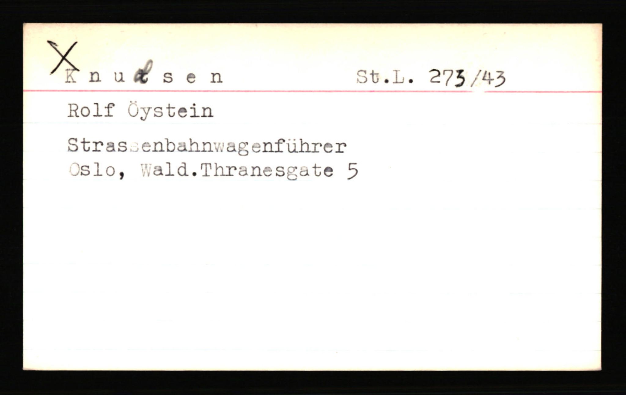 SS- und Polizeigericht Nord (IX), AV/RA-RAFA-3182/0001/C/Ca/L0004: kartotekkort for personer alfabetisk på etternavn: John-L, 1940-1945, p. 268