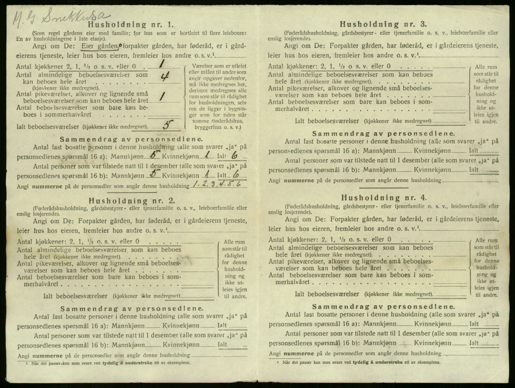 SAKO, 1920 census for Sem, 1920, p. 1652