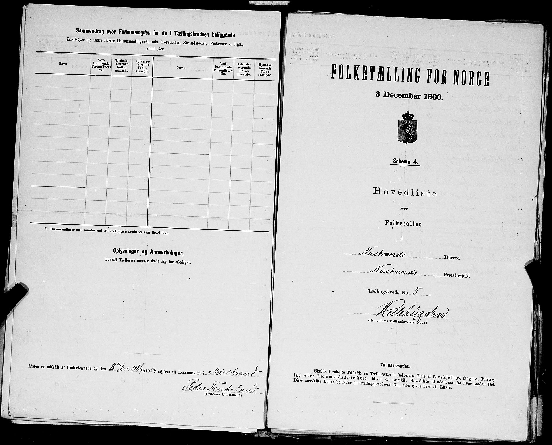 SAST, 1900 census for Nedstrand, 1900, p. 25