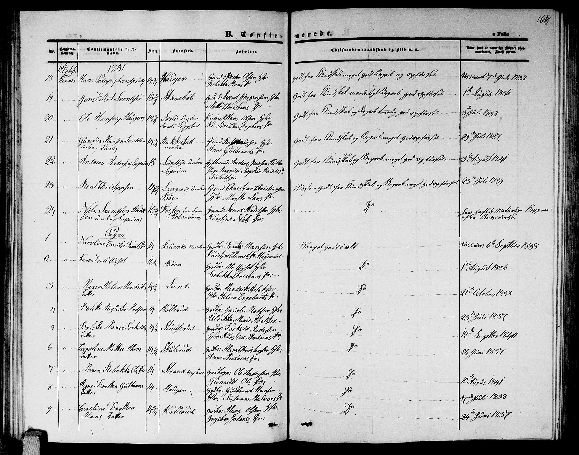 Høland prestekontor Kirkebøker, AV/SAO-A-10346a/G/Ga/L0003: Parish register (copy) no. I 3, 1846-1853, p. 165