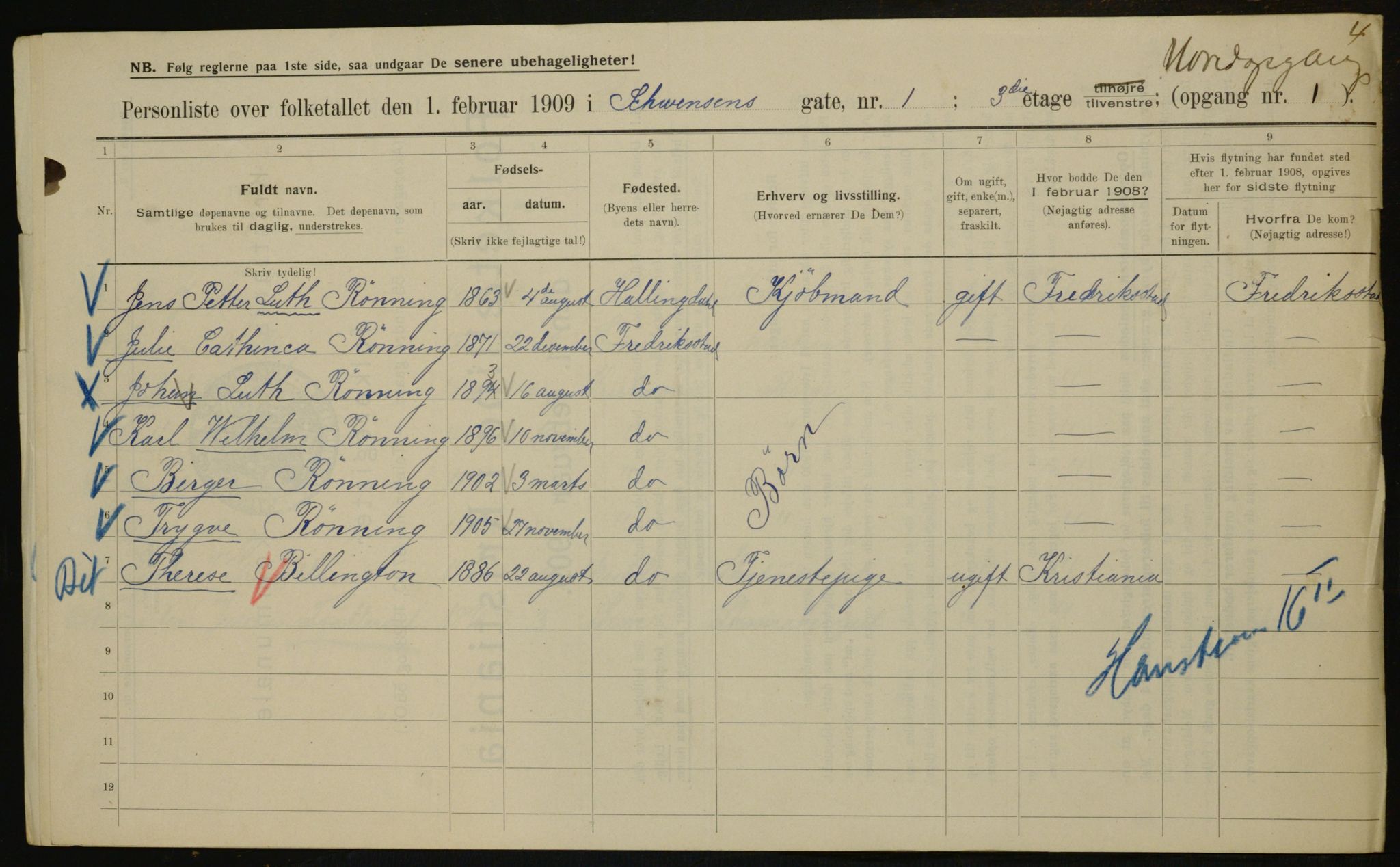 OBA, Municipal Census 1909 for Kristiania, 1909, p. 84129