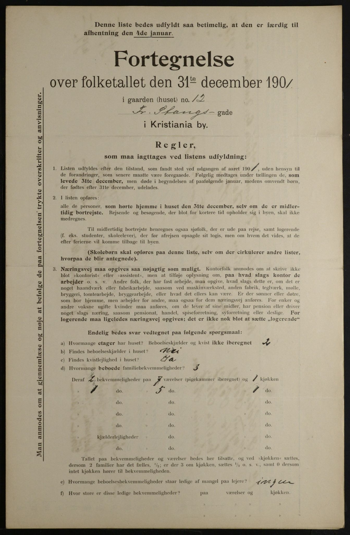 OBA, Municipal Census 1901 for Kristiania, 1901, p. 4301