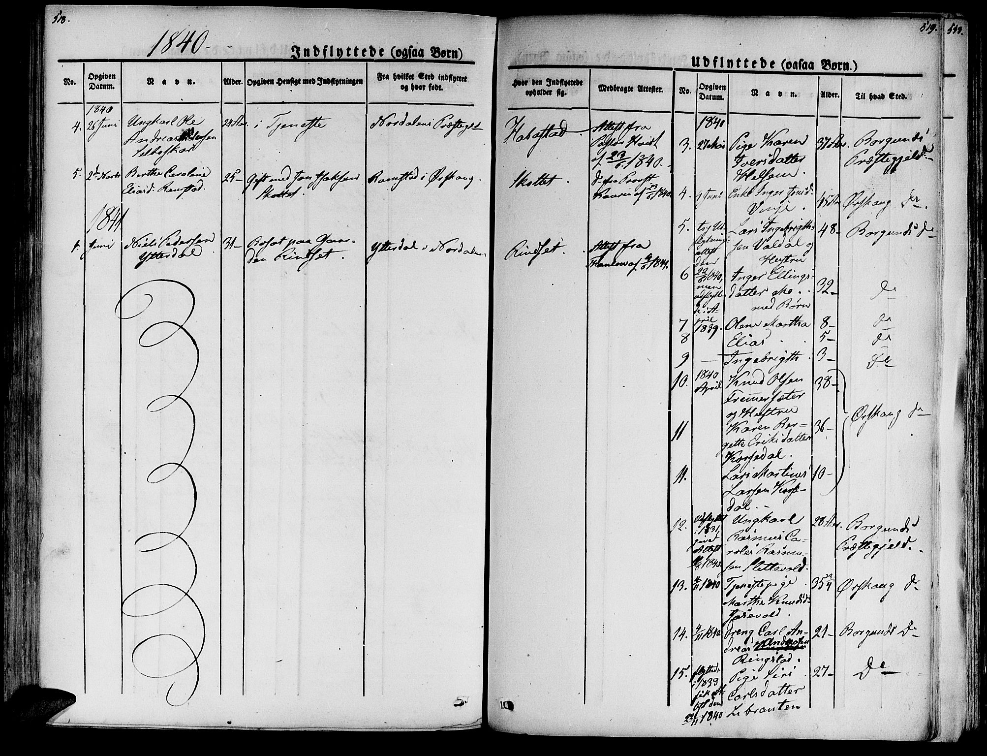 Ministerialprotokoller, klokkerbøker og fødselsregistre - Møre og Romsdal, SAT/A-1454/520/L0274: Parish register (official) no. 520A04, 1827-1864, p. 518-519