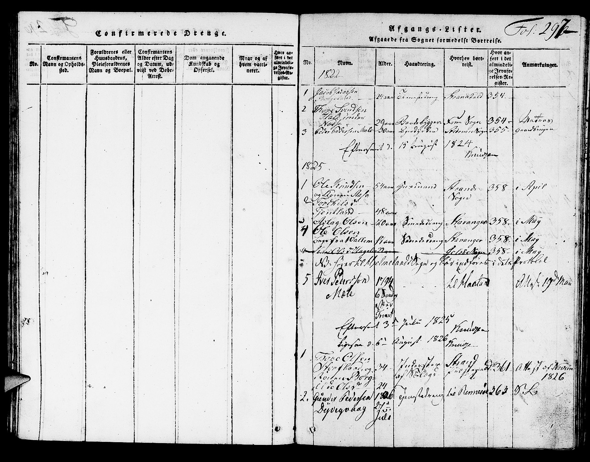 Hjelmeland sokneprestkontor, SAST/A-101843/01/V/L0002: Parish register (copy) no. B 2, 1816-1841, p. 297