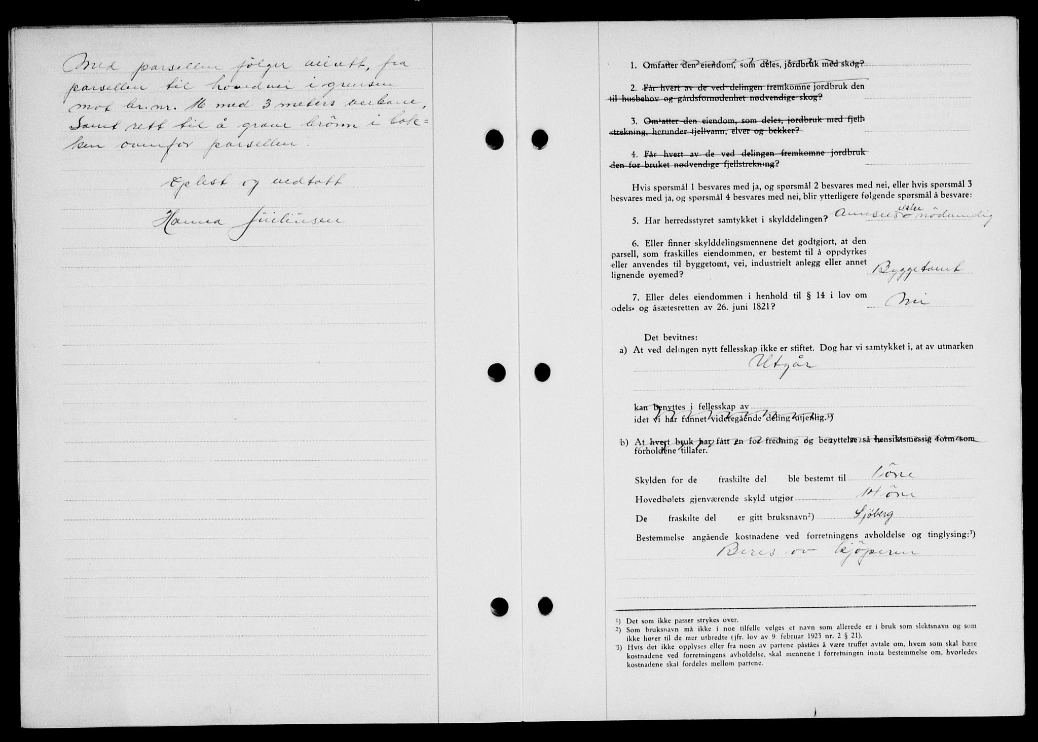 Lofoten sorenskriveri, SAT/A-0017/1/2/2C/L0013a: Mortgage book no. 13a, 1944-1946, Diary no: : 727/1945