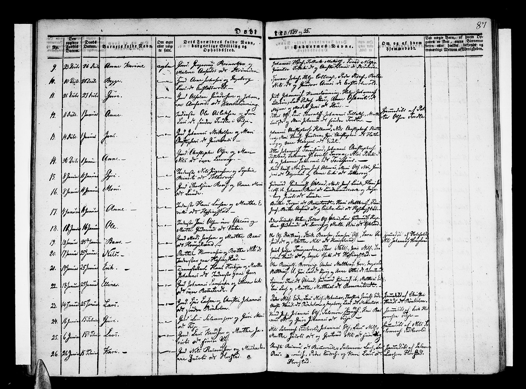 Stord sokneprestembete, SAB/A-78201/H/Haa: Parish register (official) no. A 6, 1826-1840, p. 87