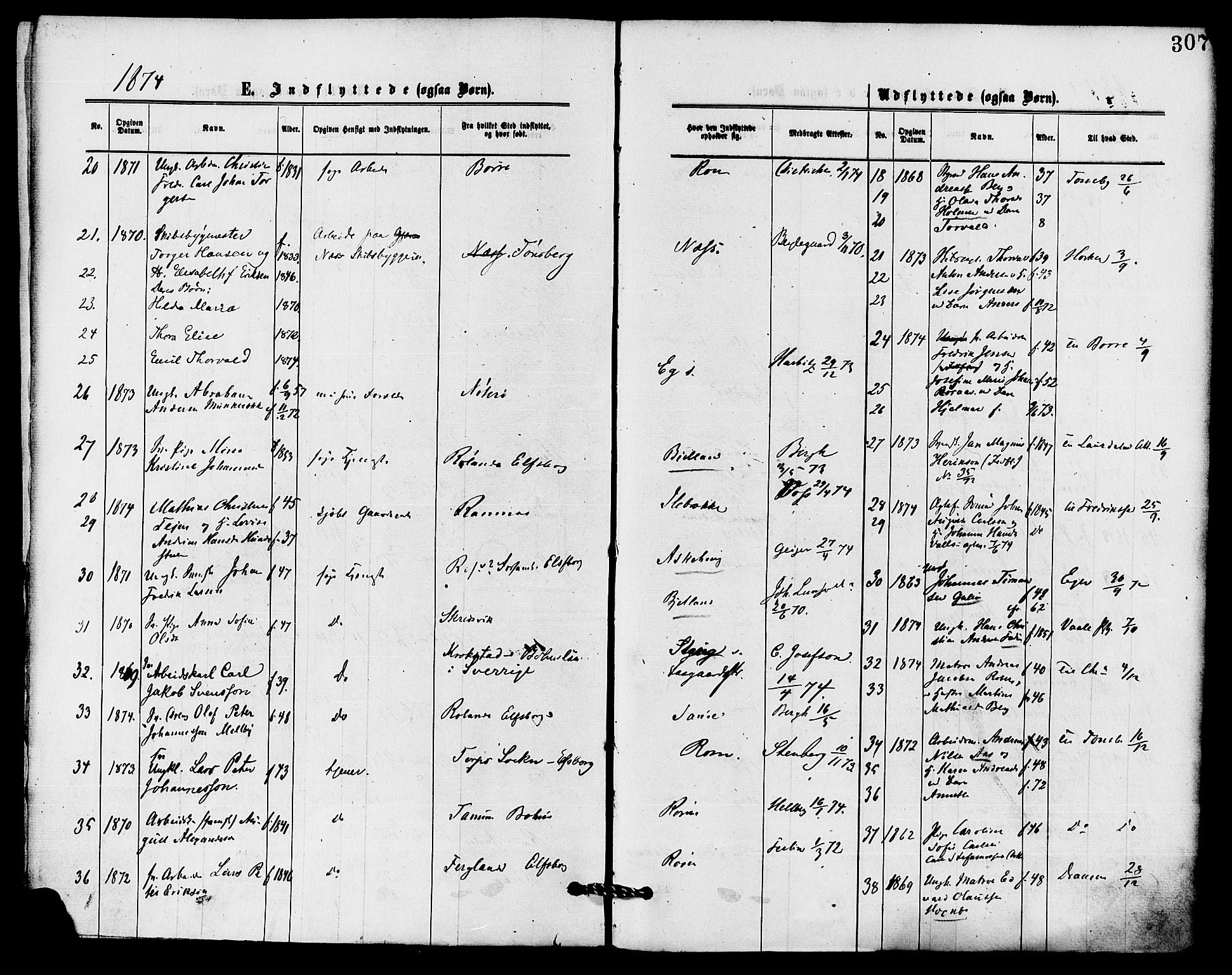 Sem kirkebøker, AV/SAKO-A-5/F/Fa/L0009: Parish register (official) no. I 9, 1874-1877, p. 307