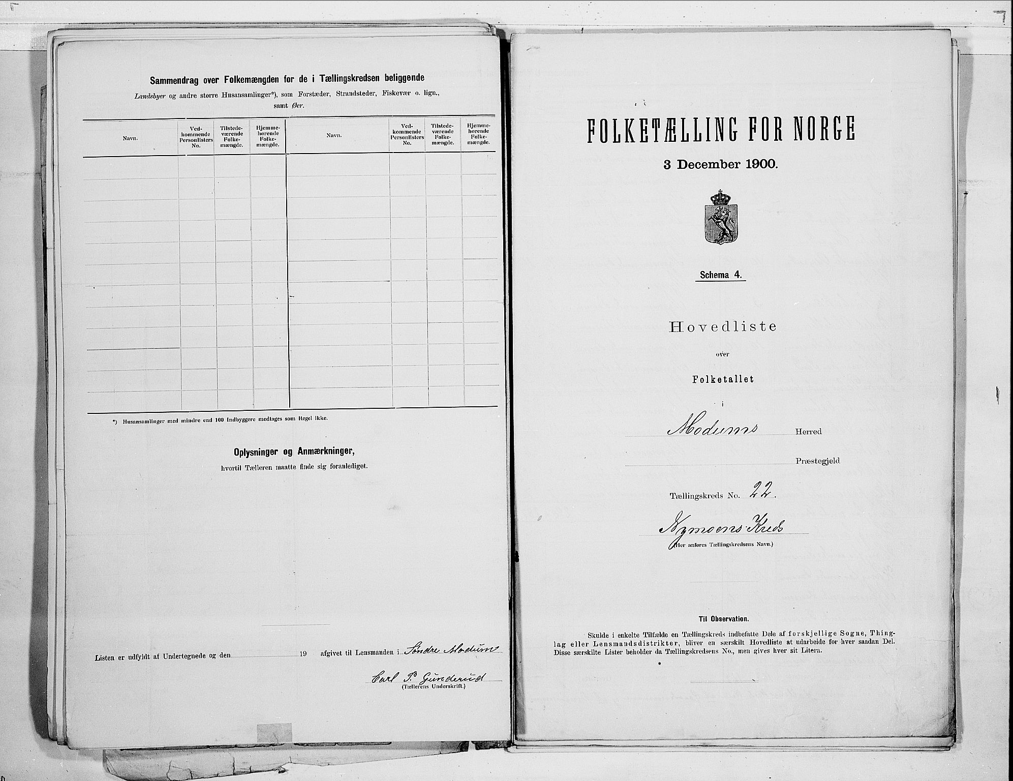 RA, 1900 census for Modum, 1900, p. 52