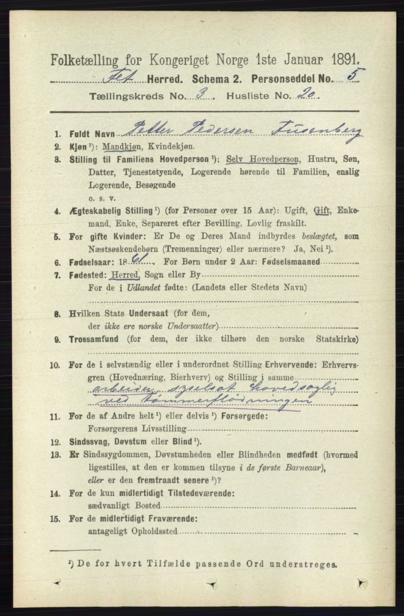 RA, 1891 census for 0227 Fet, 1891, p. 982